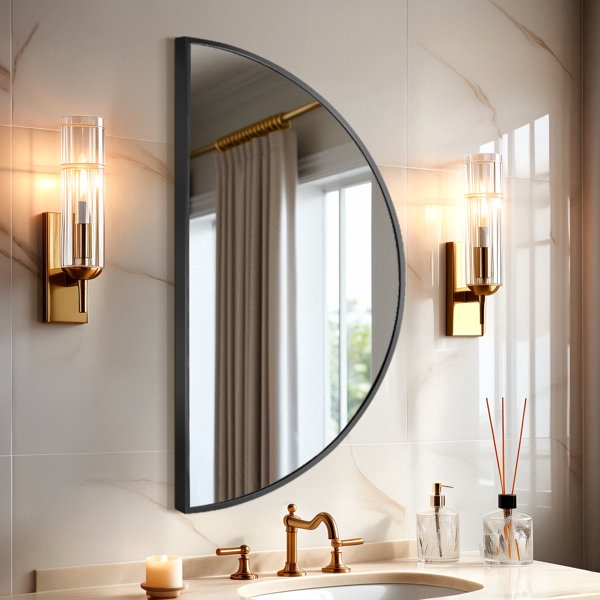 Arched Aluminum Frame Wall Mirror with Tempered Glass for Bathroom 