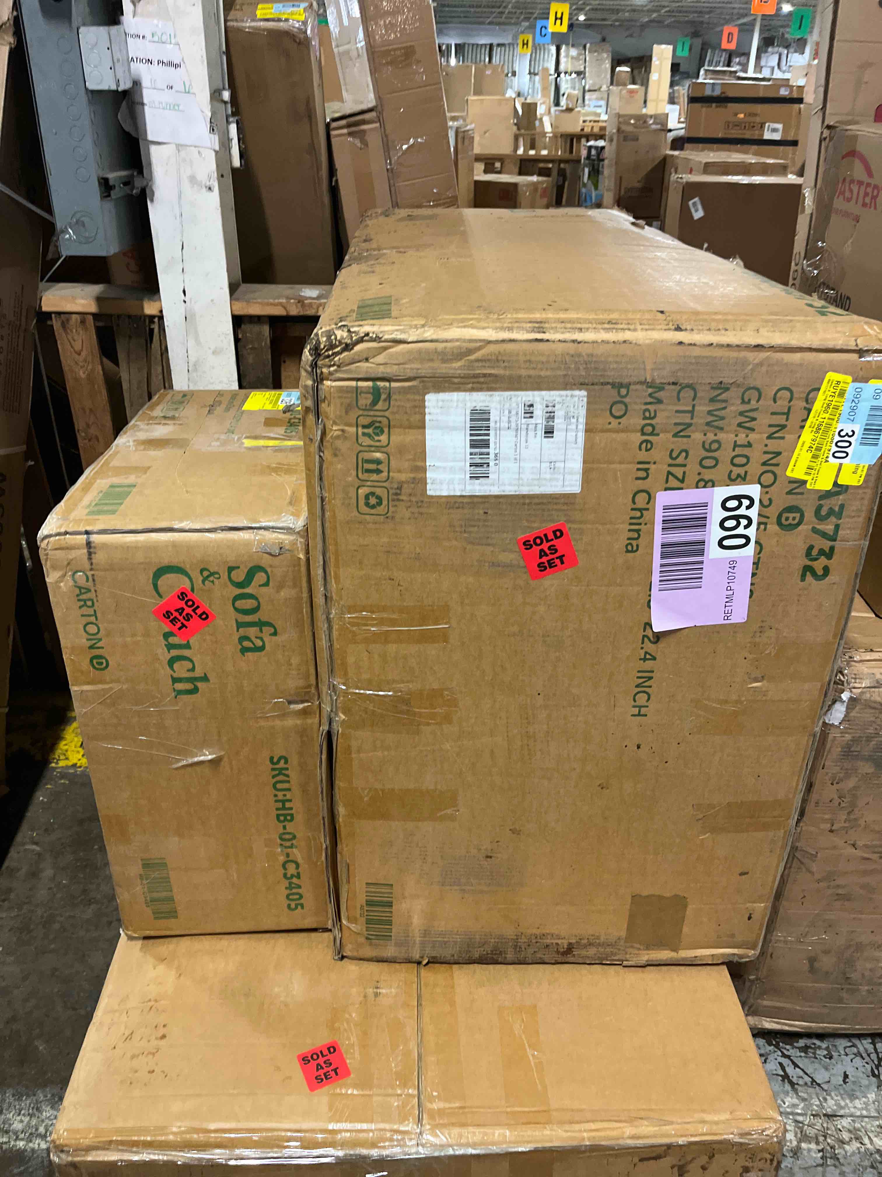 Condition photo showing As Is for Modern Sectional Linen Cloud Couch for Living Room L Shape Modular Filled-Down Sofas,Detachable Couch Cushion Covers,Cozy Feather Down Sofa for Apartment Black(BOX D,C, And B only)