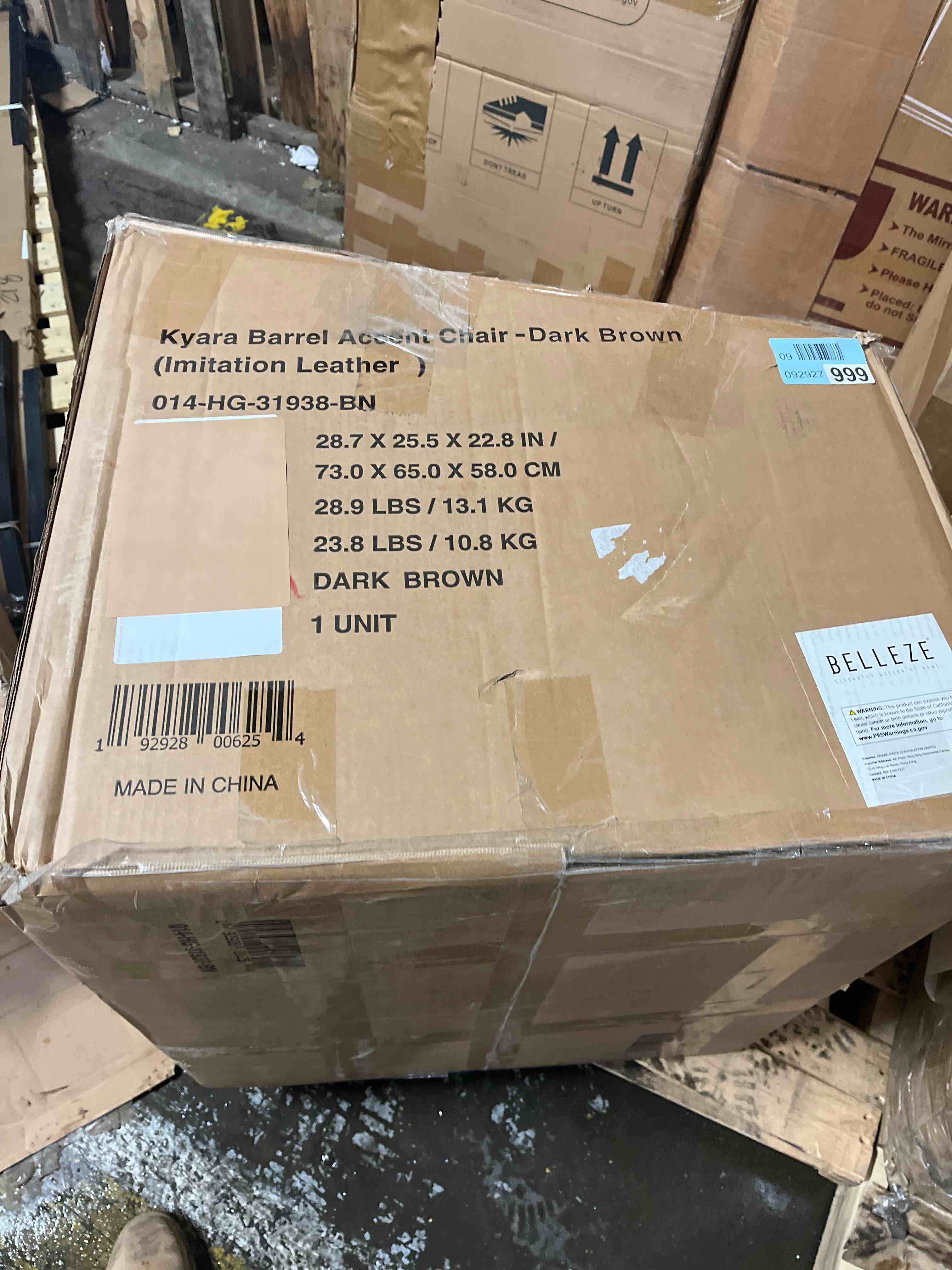 Condition photo showing New/Like New for Kyara Barrel Accent Chair-Dark Brown