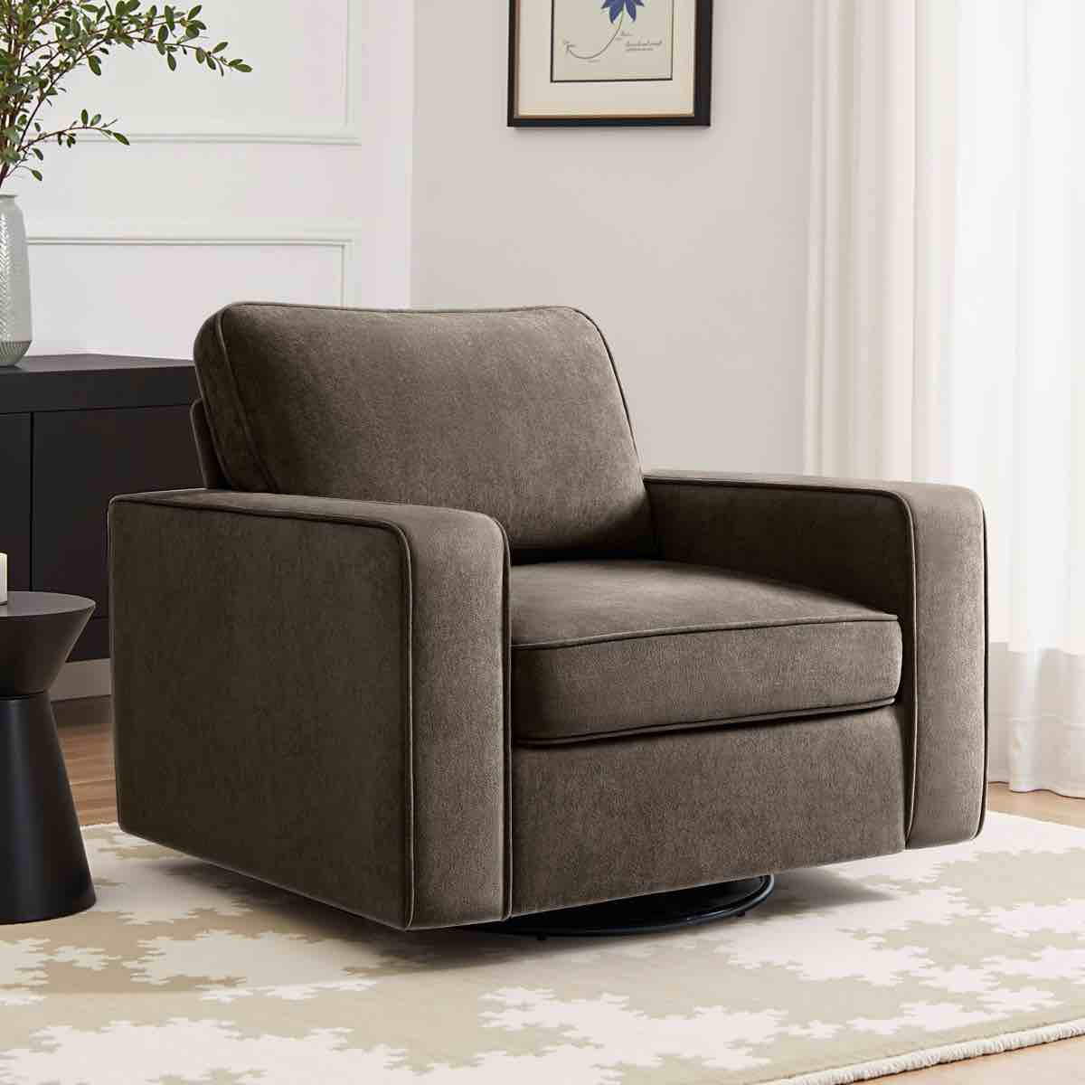 36.2" Wide Upholstered Swivel Accent Armchair(Incomplete)