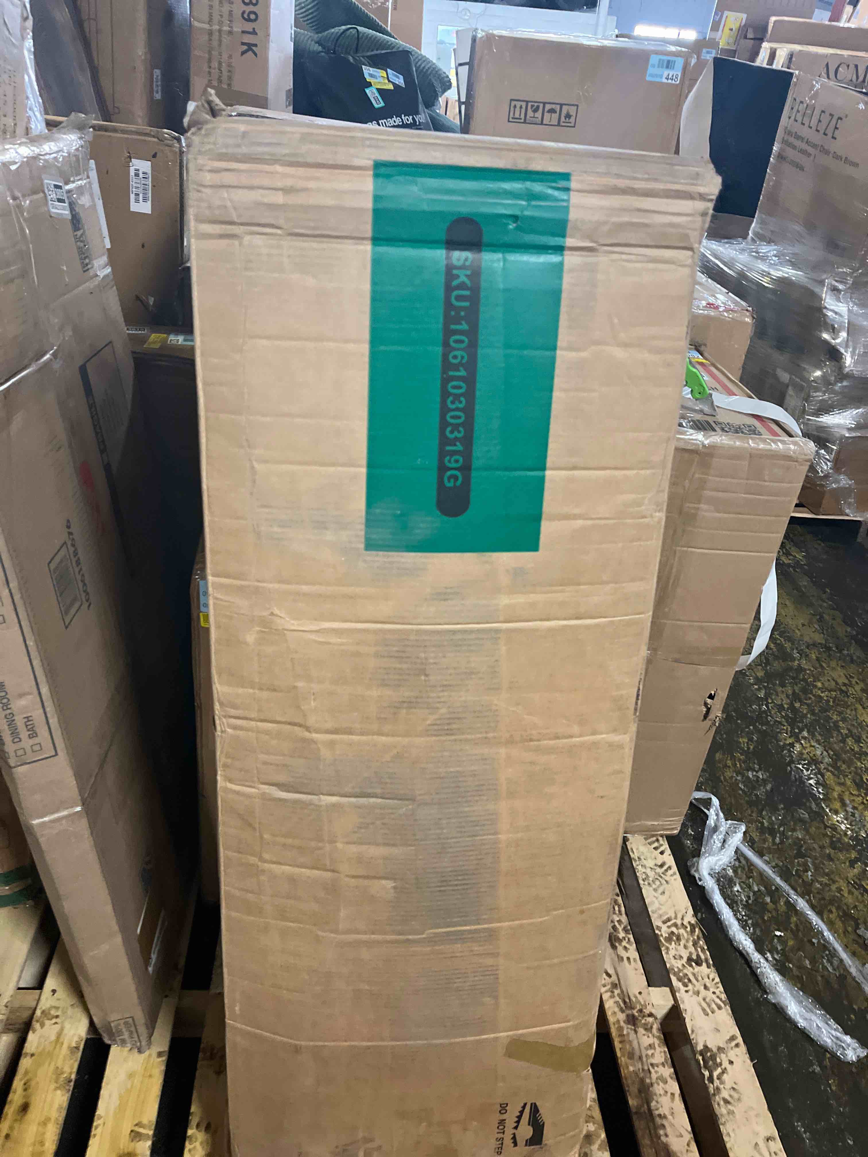 Condition photo showing New/Like New for Alarriah 49.2" H Natural Marble 5 Drawer Dresser, High-Gloss Chest 