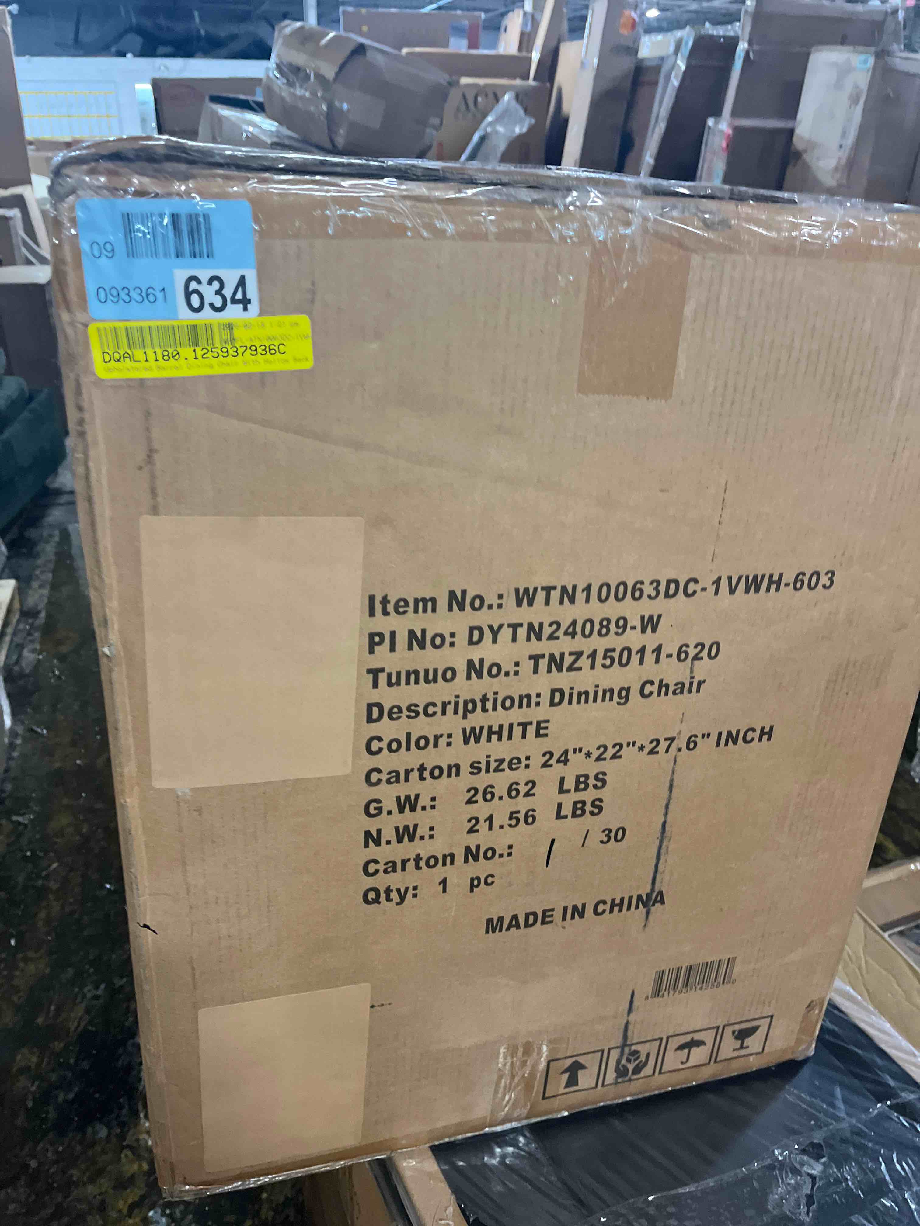 Condition photo showing New/Like New for Upholstered Barrel Dining Chair (WHITE)