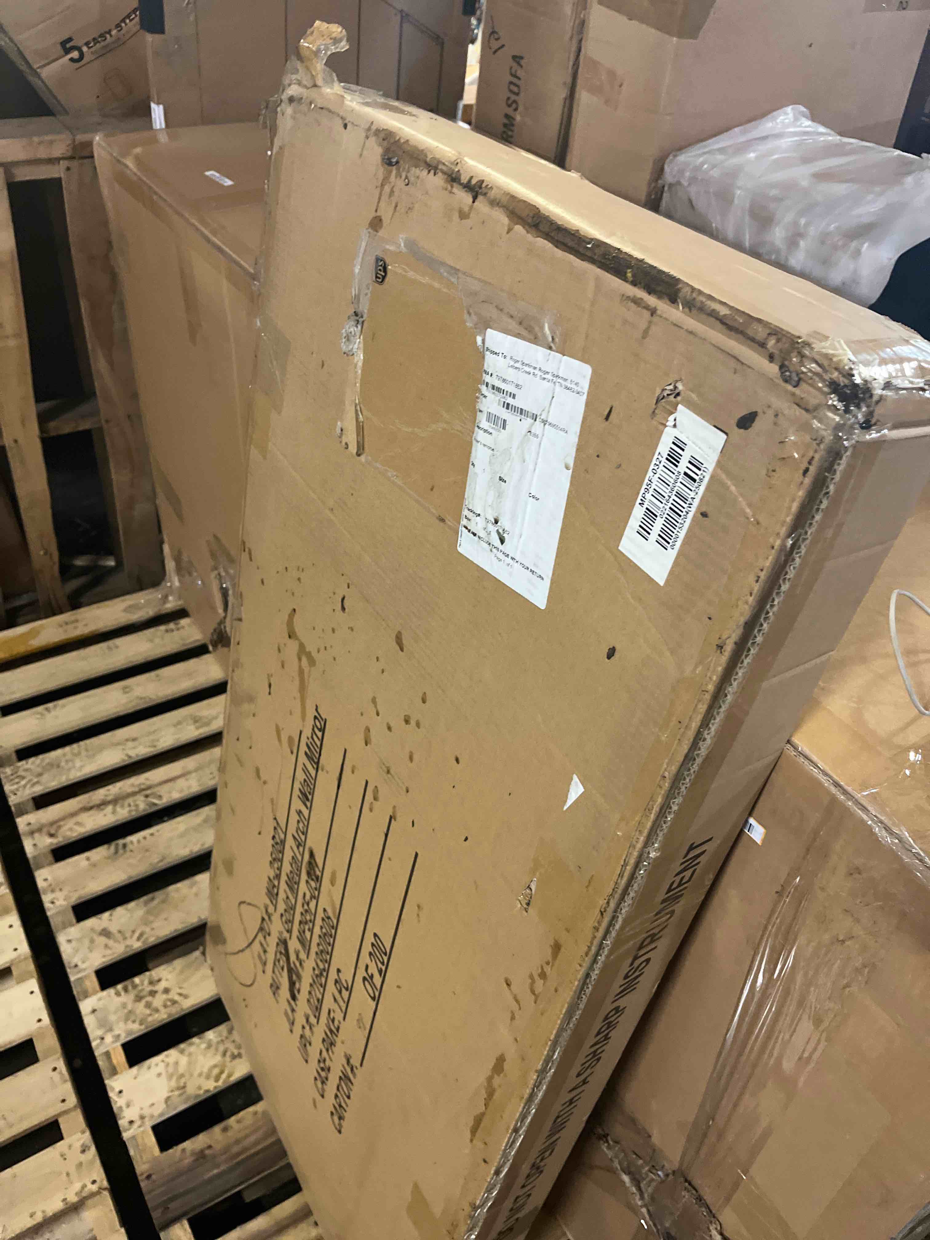 Condition photo showing New/Like New for Arched Wall Mirror for Bathroom,Mirrors for Wall,24''x36'',Vanity Mirror for Bedroom Dresser, Entryway, Living Room, Metal Frame (36''x24'',Gold) Gold 36"L x 24"W