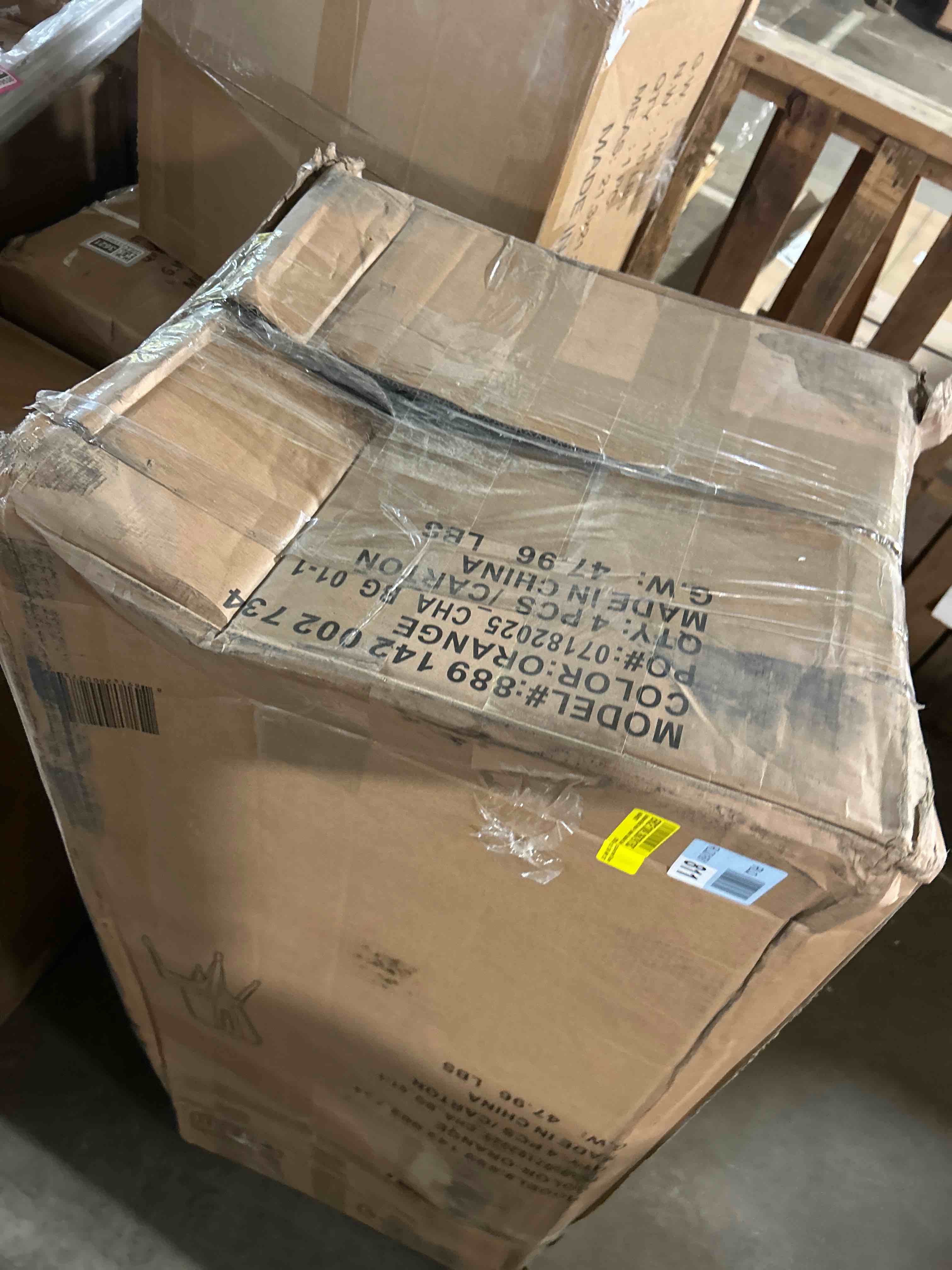 Condition photo showing New/Like New for Hucheson Metal Indoor-Outdoor Stackable Chair - Restaurant Chair(Orange chairs 2)