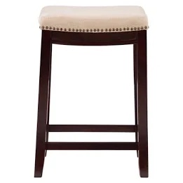 Bartonville Counter & Bar Solid Wood Backless Stool with Upholstered
