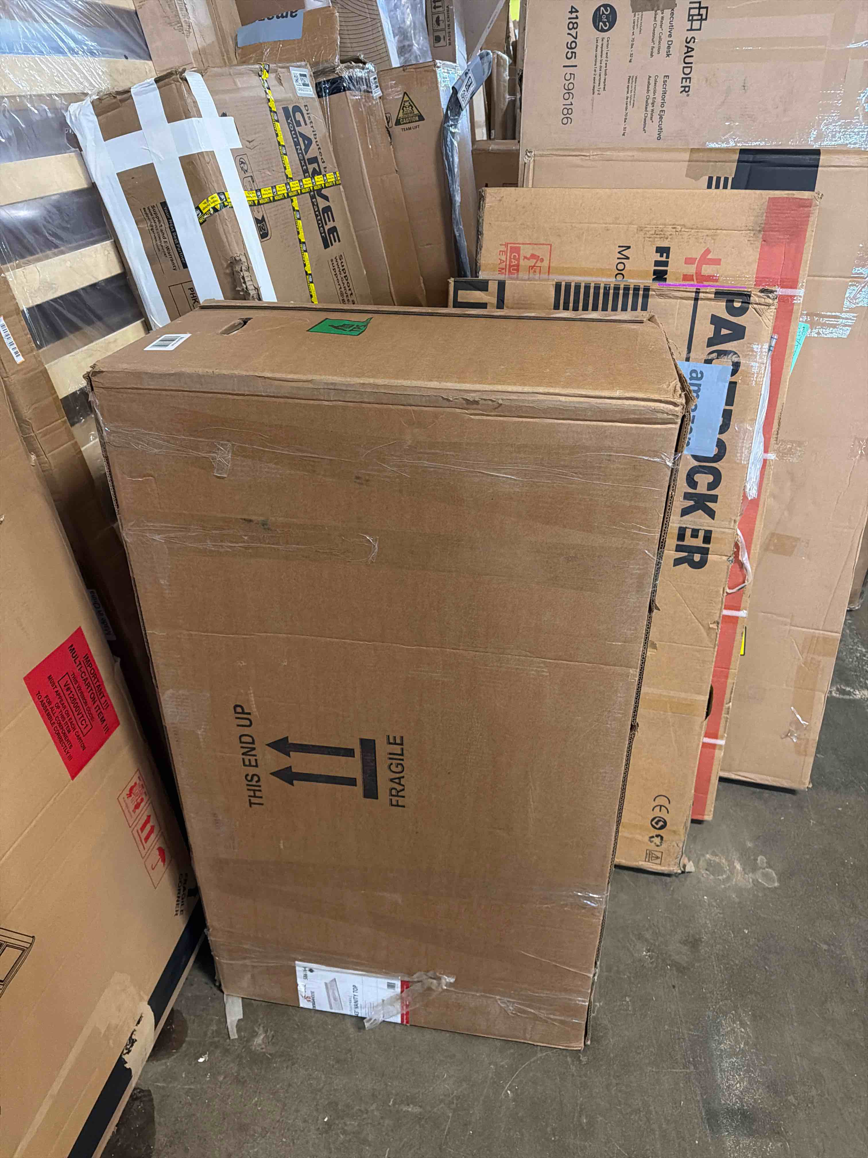 Condition photo showing New/Like New for 43 Inch Cultured Marble Vanity Top with Backsplash, Improved Package, Ivory – Design House, 586164 43"x11.11"