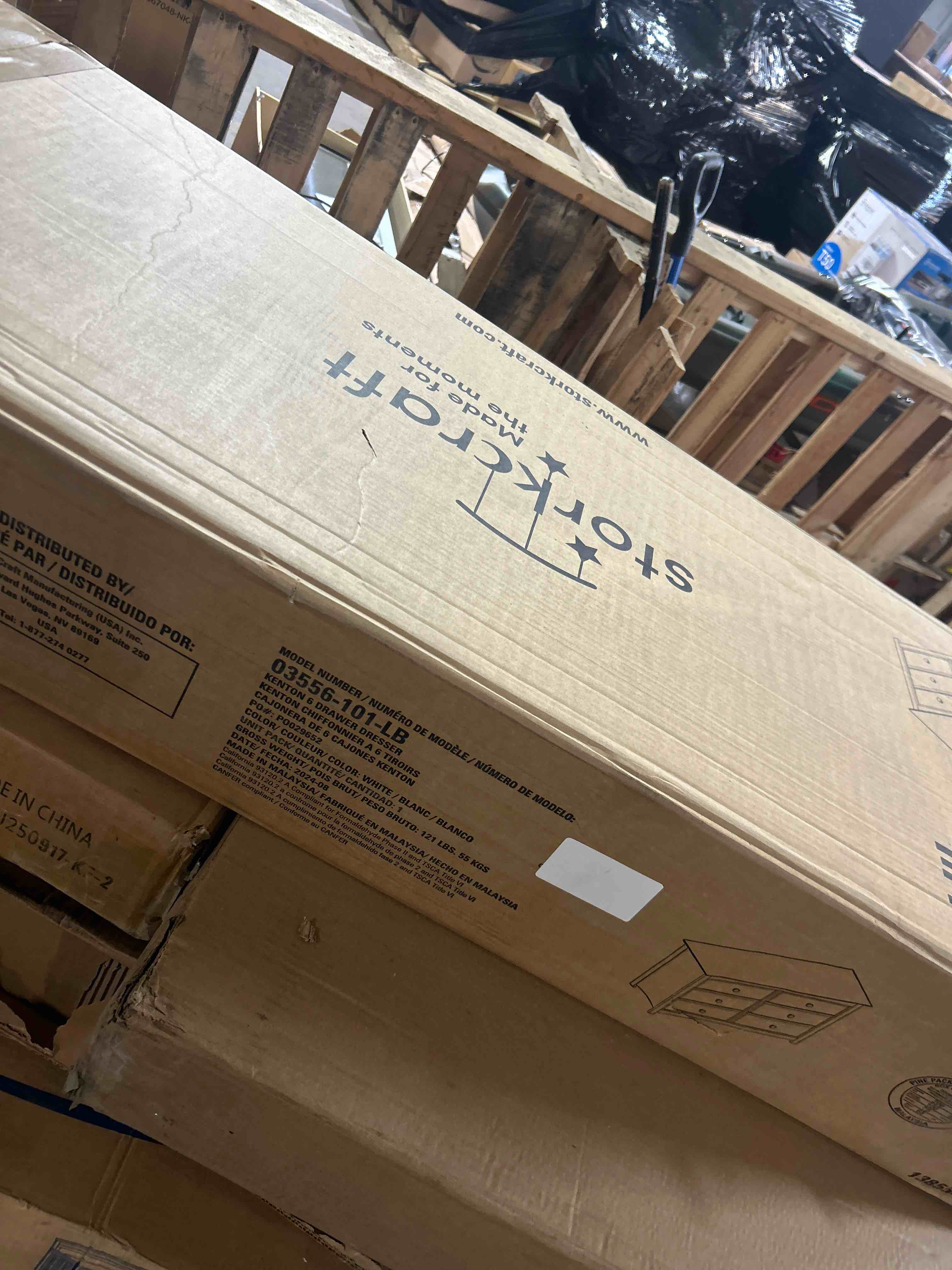 Condition photo showing New/Like New for Storkcraft Crescent 6-Drawer Dresser (White) – GREENGUARD Gold Certified, White Dresser for Bedroom, Kids & Nursery Storage Chest, Safety Interlocking Drawers, Pre-Installed Tracks, Kids Chest White 6 Drawer Dresser