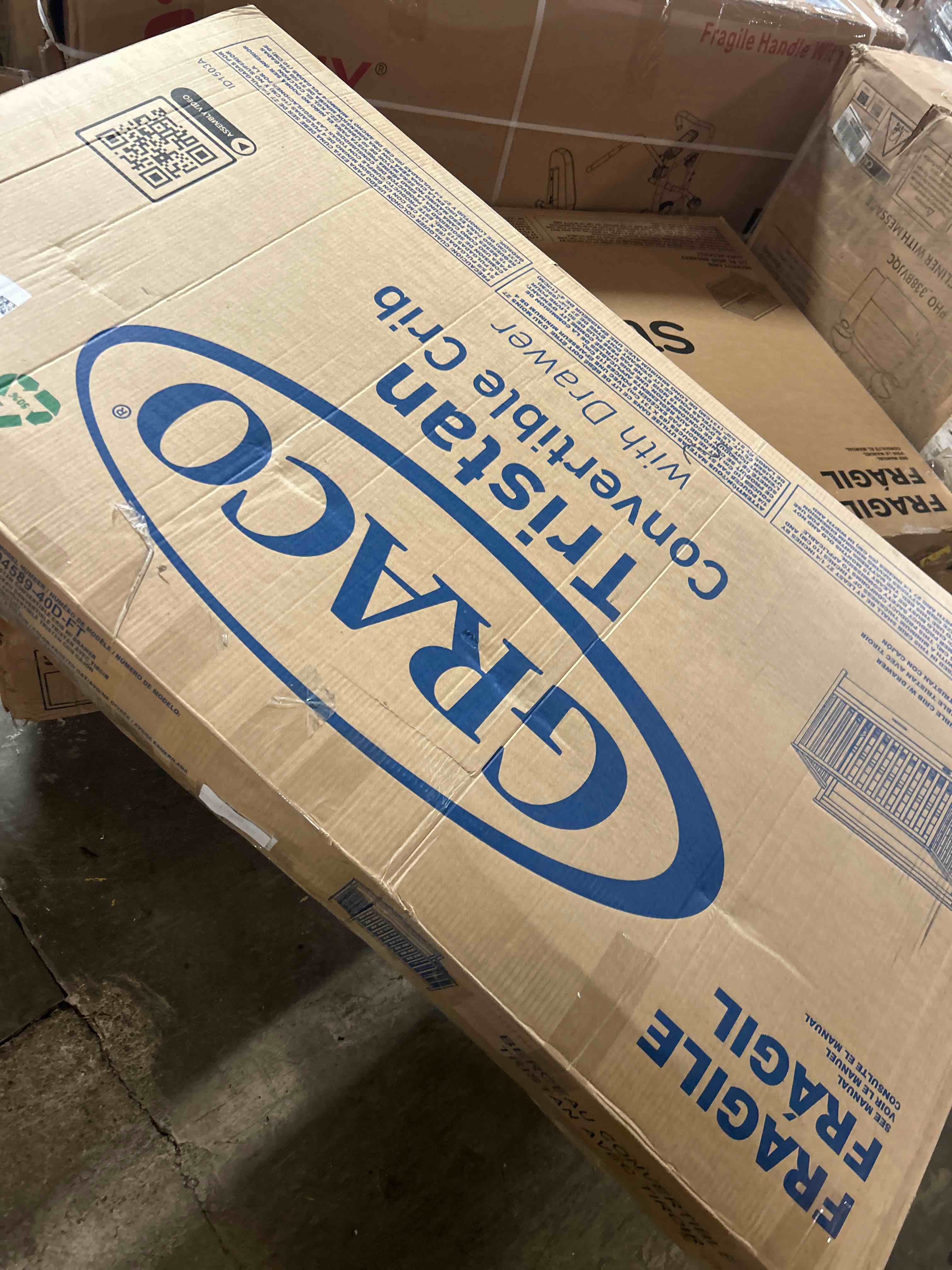 Condition photo showing New/Like New for Graco Tristan 5-in-1 Convertible Crib with Drawer (Frosted Oat) – GREENGUARD Gold Certified, Fits Standard Crib Mattress, Premium Handle, Converts to Toddler Bed, Daybed, and Full-Size Bed