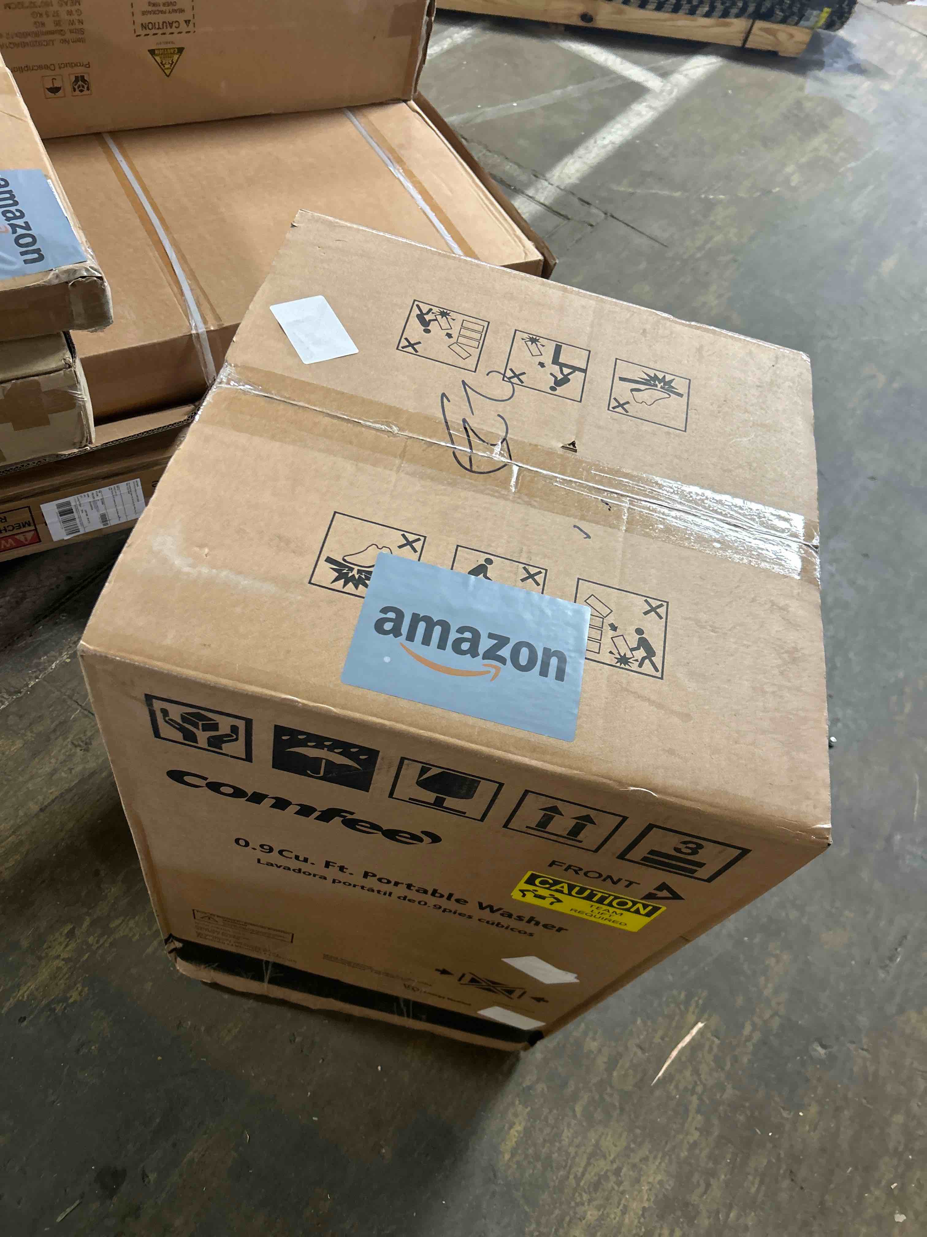 Condition photo showing New/Like New for Comfee Portable Washing Machine, 0.9 cu.ft Compact Washer With LED Display, 5 Wash Cycles, 2 Built-in Rollers, Space Saving Full-Automatic Washer