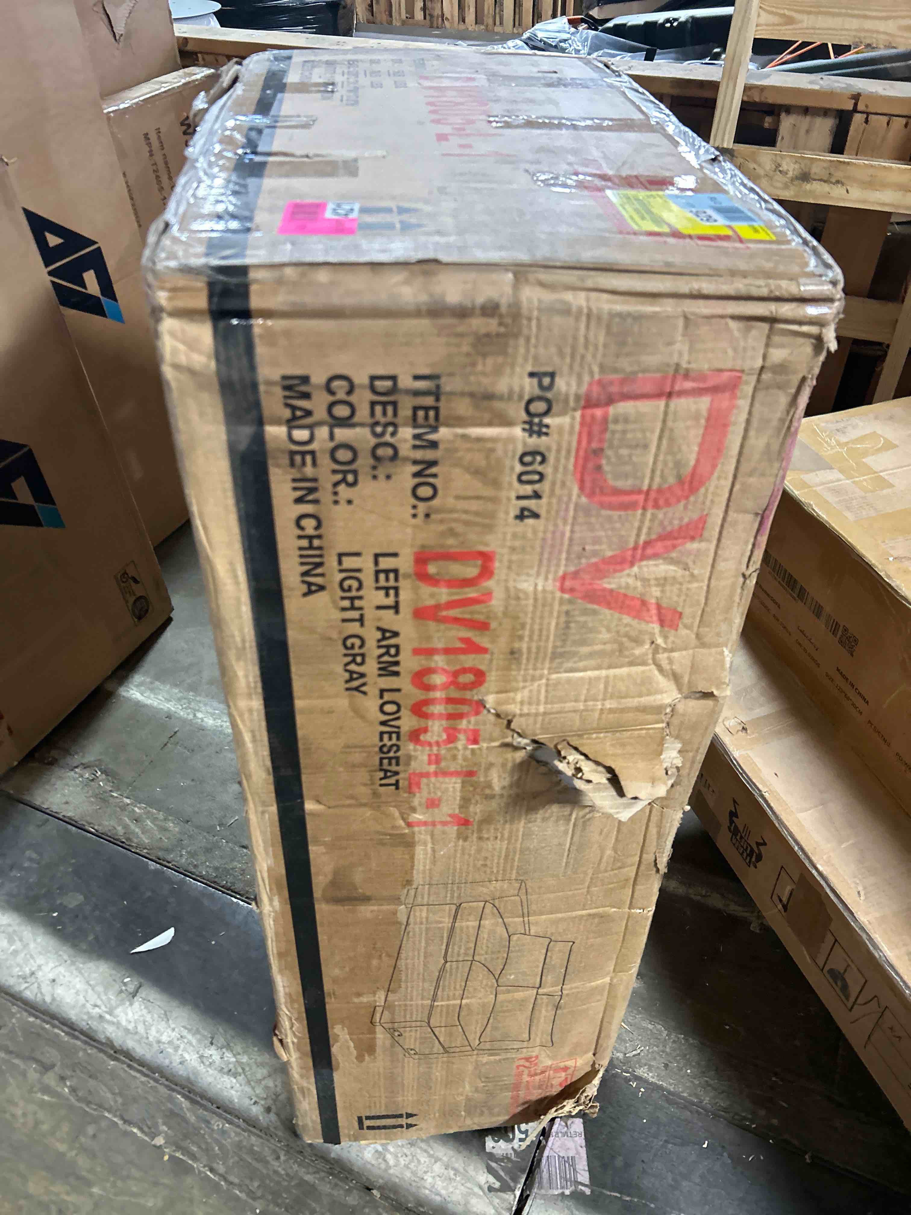 Condition photo showing As Is for 76'' Cloud Deep Seat Loveseat, Upholstered Chenille Modular 2-Seats Sectional Sofa Couch, Modern Comfy Settee Loveseat for Living Room Set, Small Apartment, Grey(left arm loveseat only)