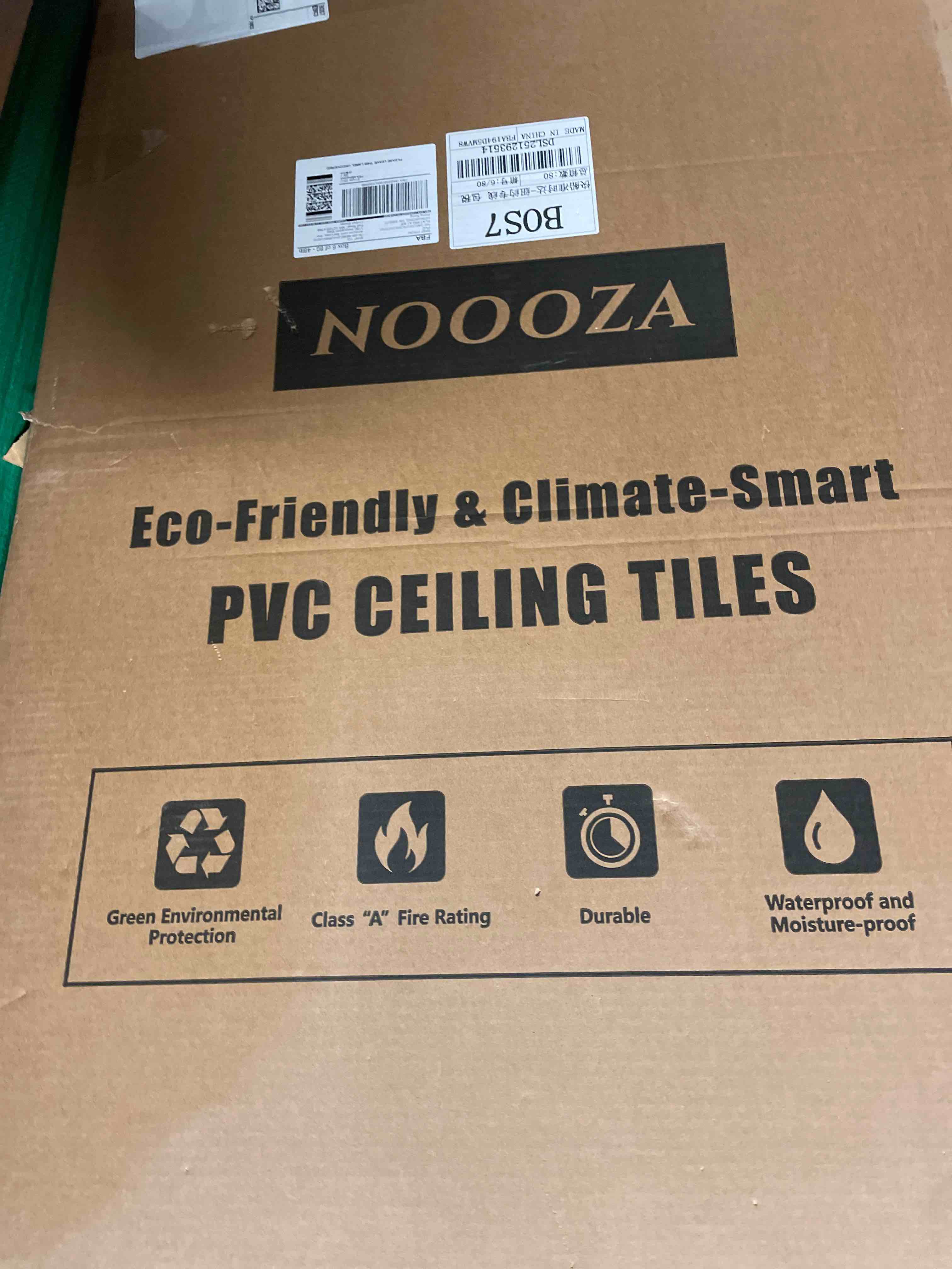 Condition photo showing New/Like New for 2ft x 4ft Drop Ceiling Tiles?Smooth White PVC Ceiling Panel 24 x 48in. Waterproof, Washable and Fire-Rated - Reusable - High-Grade PVC to Prevent Breakage-Package of 10 Tiles White 2ftx4ft