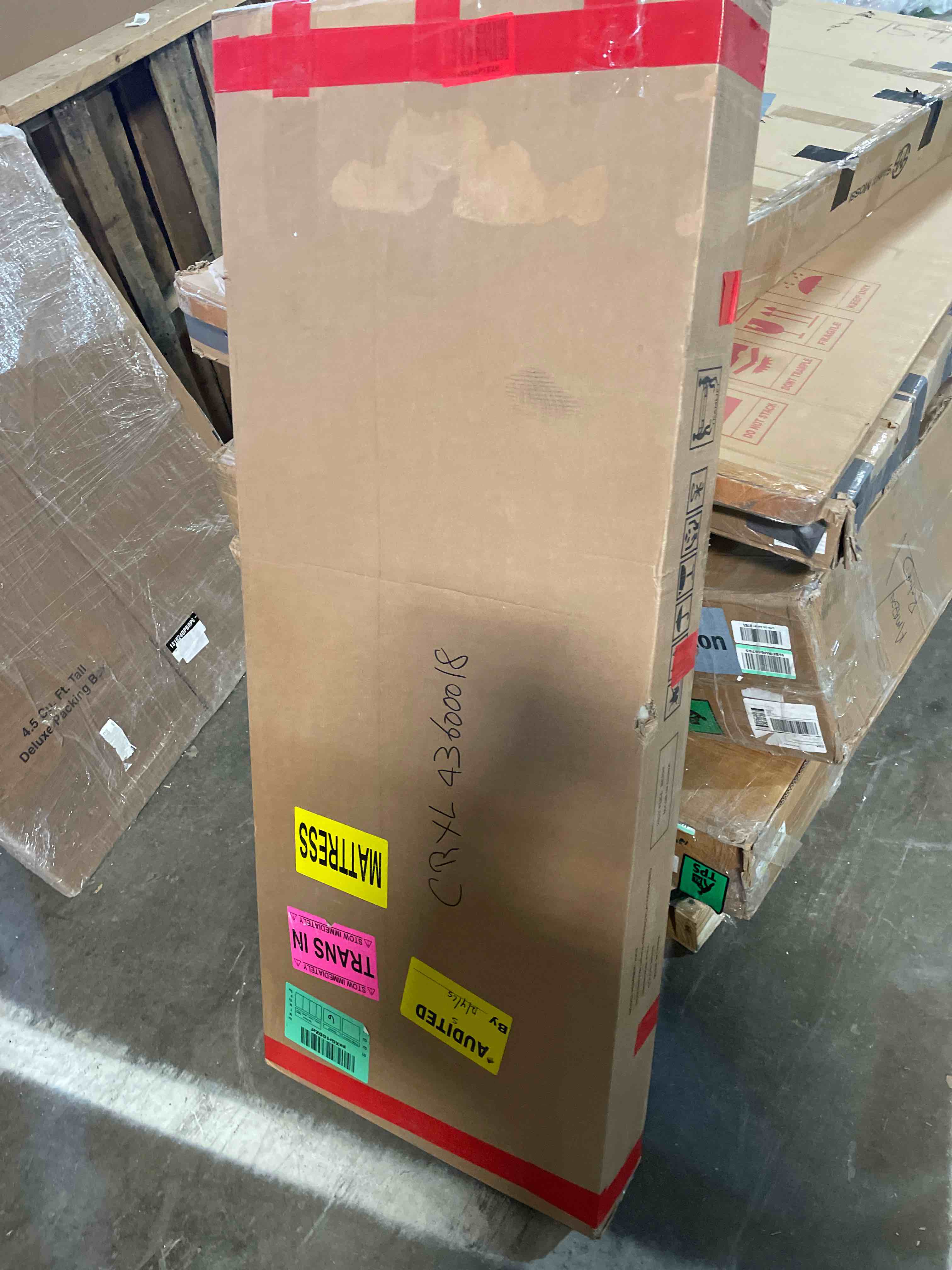 Condition photo showing New/Like New for Full Size Bed Frame with Headboard,Vertical Channel Tufted Wingback No Box Spring Needed, Mattress Foundation, Easy Assembly, Beige