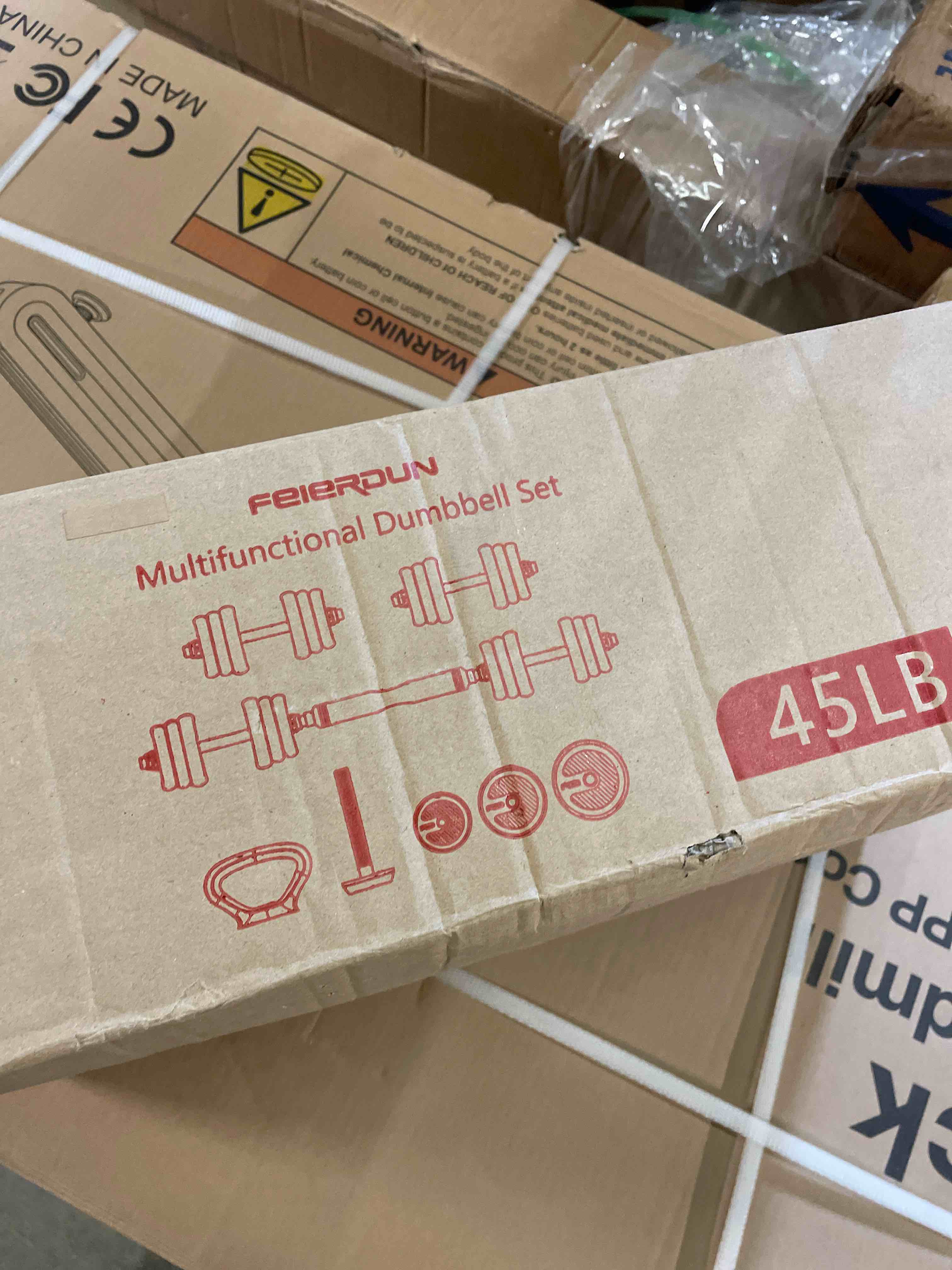 Condition photo showing New/Like New for FEIERDUN Adjustable Dumbbells, 45lbs Free Weight Set with Connector, 5 in1 Dumbbells Set Used as Barbell, Kettlebells, Push up Stand, Weight Plate, Fitness Exercises for Home Gym Suitable Men/Women