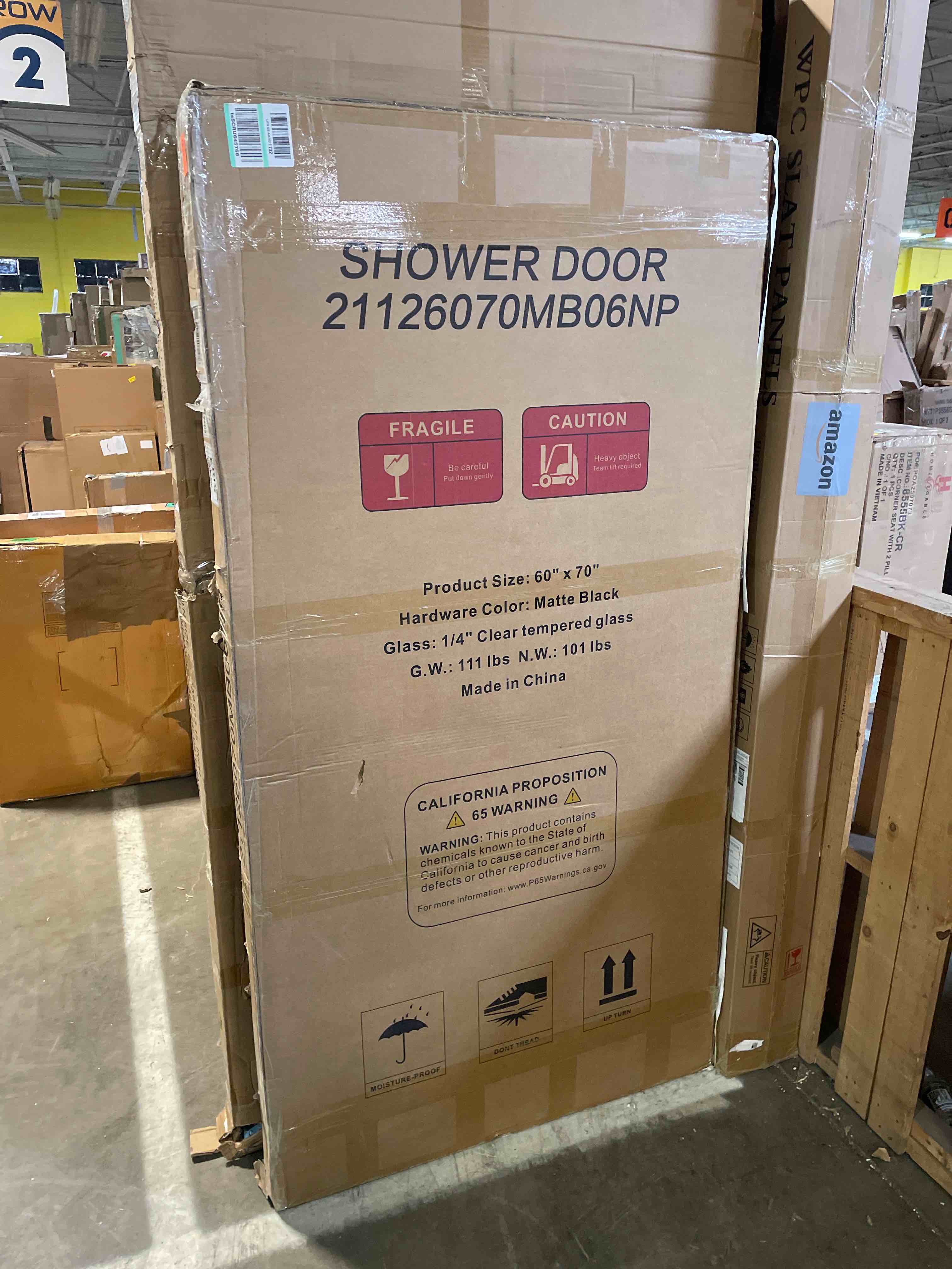 Condition photo showing New/Like New for Royal Guard Double Sliding Shower Door,56-60" W x 70" H Semi-Frameless Sliding Glass Shower Door with 1/4'' (6mm) Clear SGCC Tempered Glass,Bypass Shower Enclosure,Matte Black