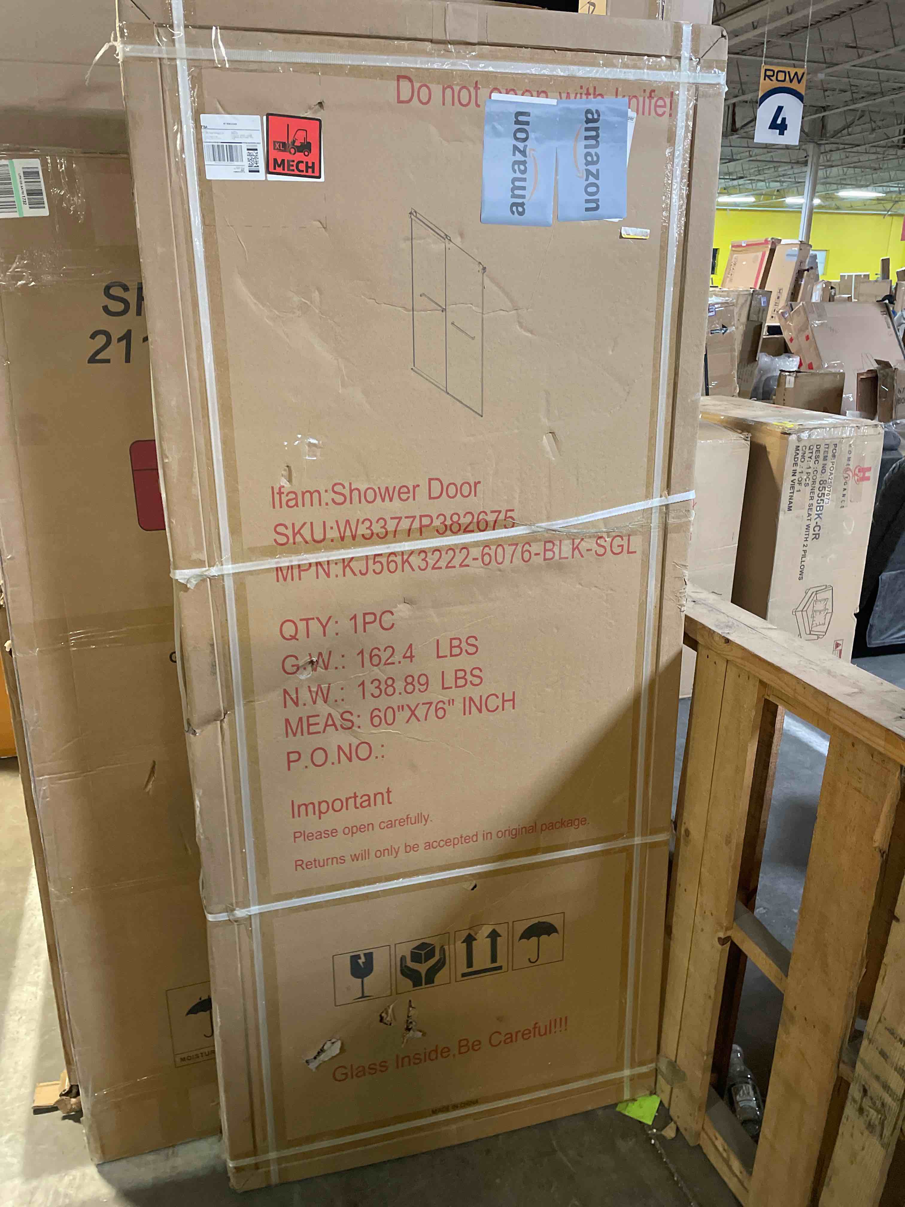 Condition photo showing New/Like New for Double Sliding Shower Door, 56–60" W x 76" H Frameless Shower Door, Matte Black Stainless Steel Components, 5/16" (8mm) Tempered Glass, Glass Shower Door for Walk-in Shower