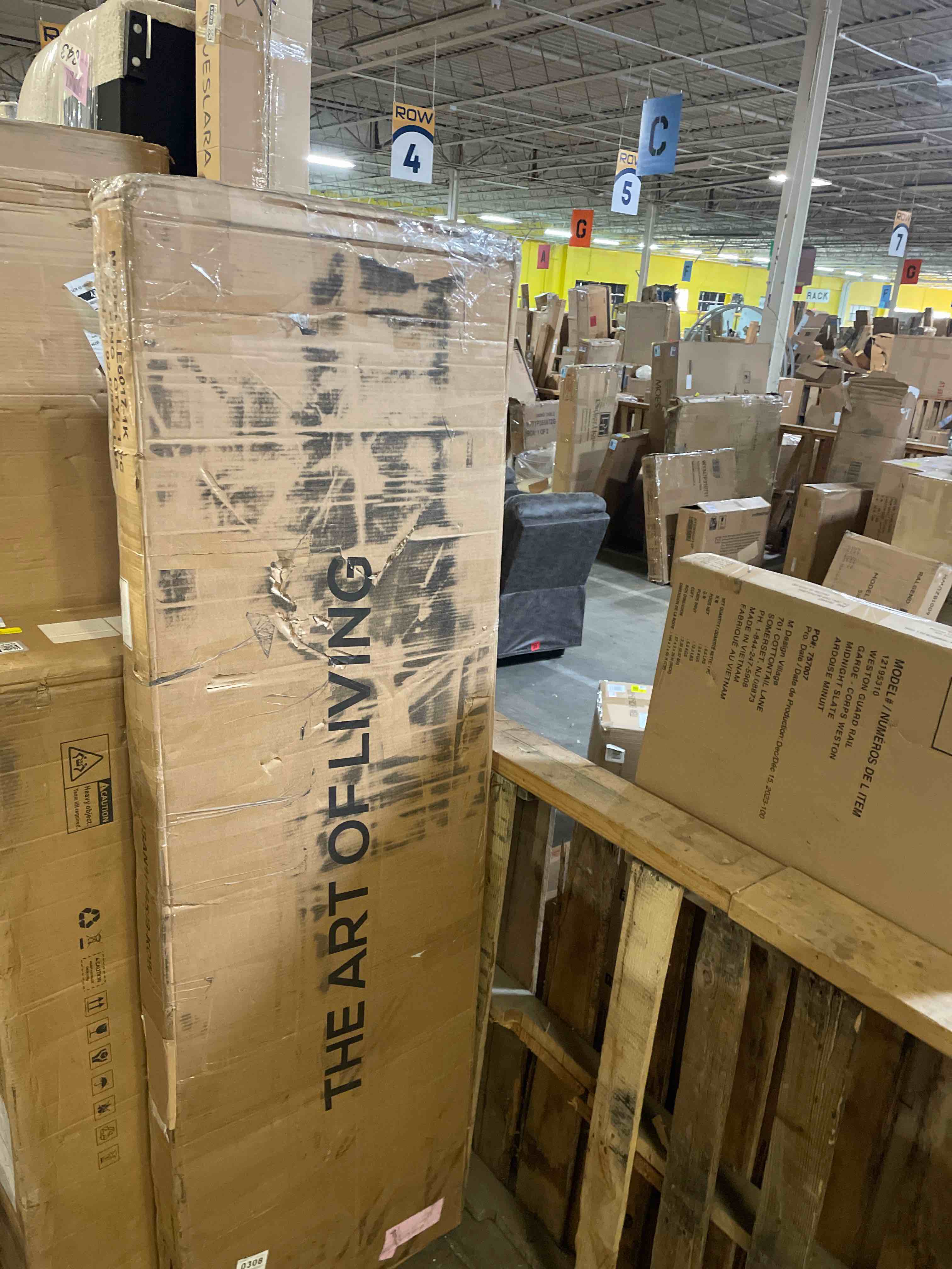 Condition photo showing As Is for Candler Velvet Upholstered Platform Bed with Wingback Headboard King (used)