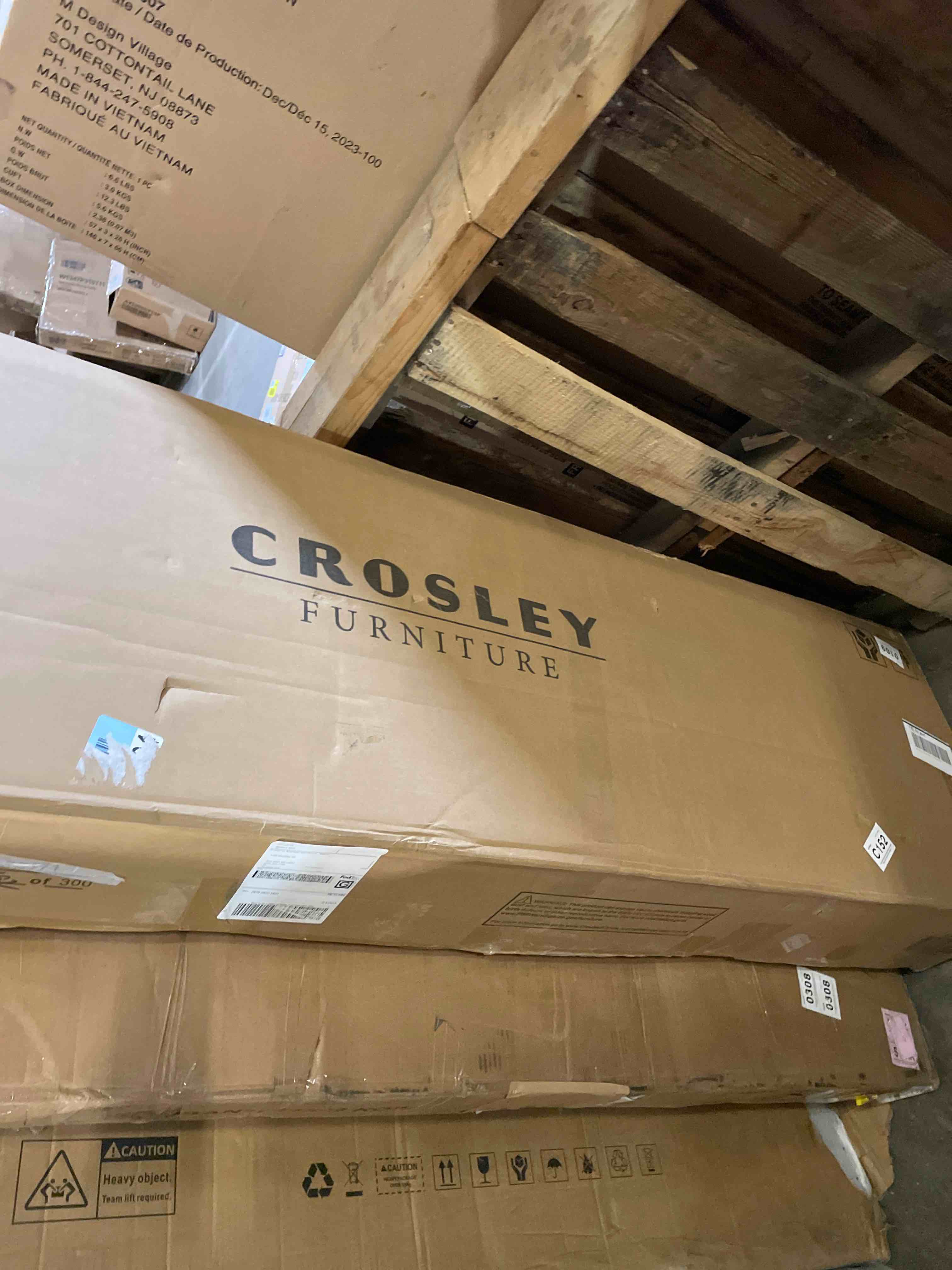 Condition photo showing Good Condition for Crosley Furniture Landon Large Bookshelf Etagere, Bookcase Storage with Shelves and File Drawer, Acorn (used)
