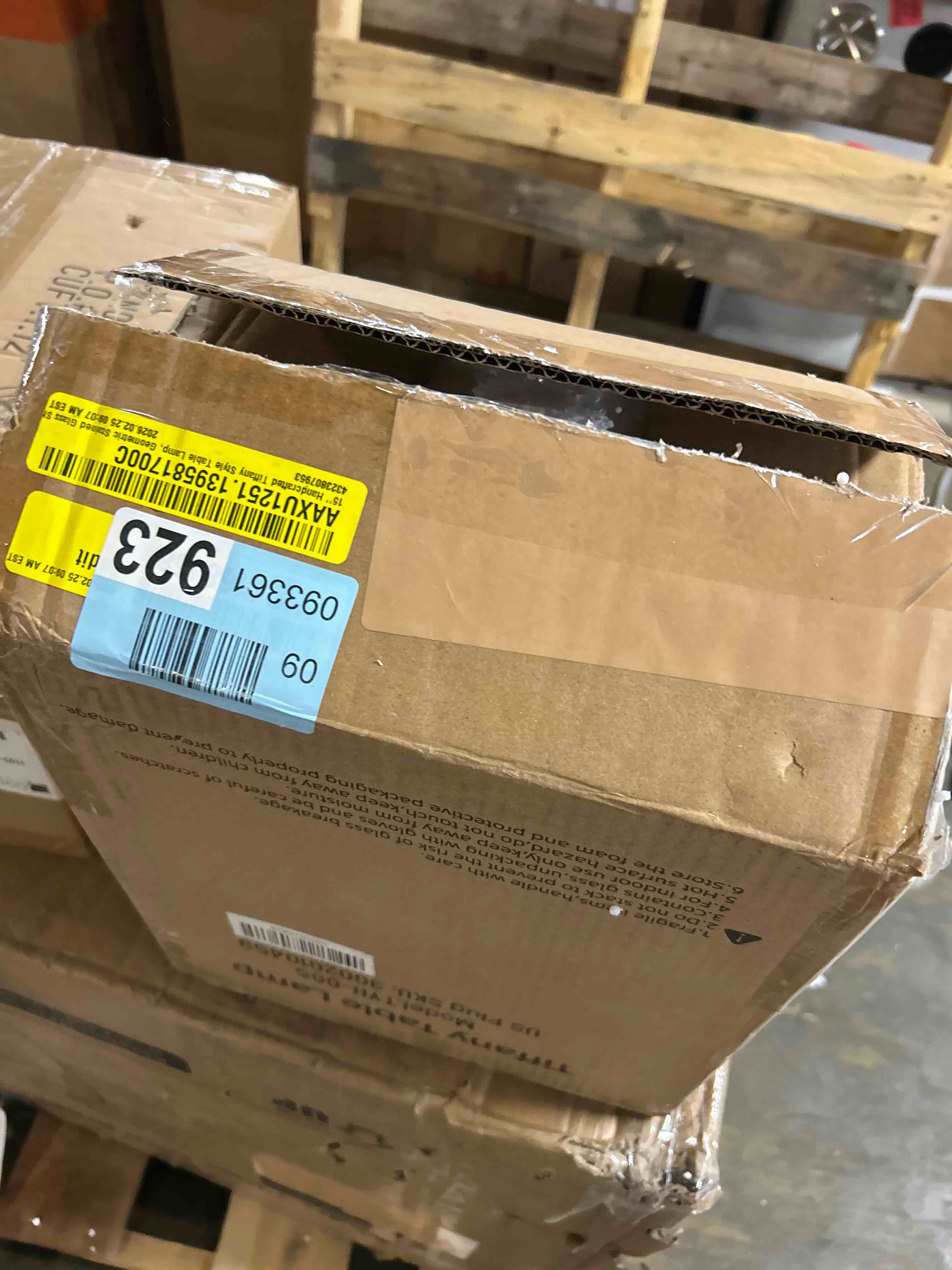 Condition photo showing New/Like New for 15" Handcrafted Tiffany Style Table Lamp, Geometric Stained Glass St