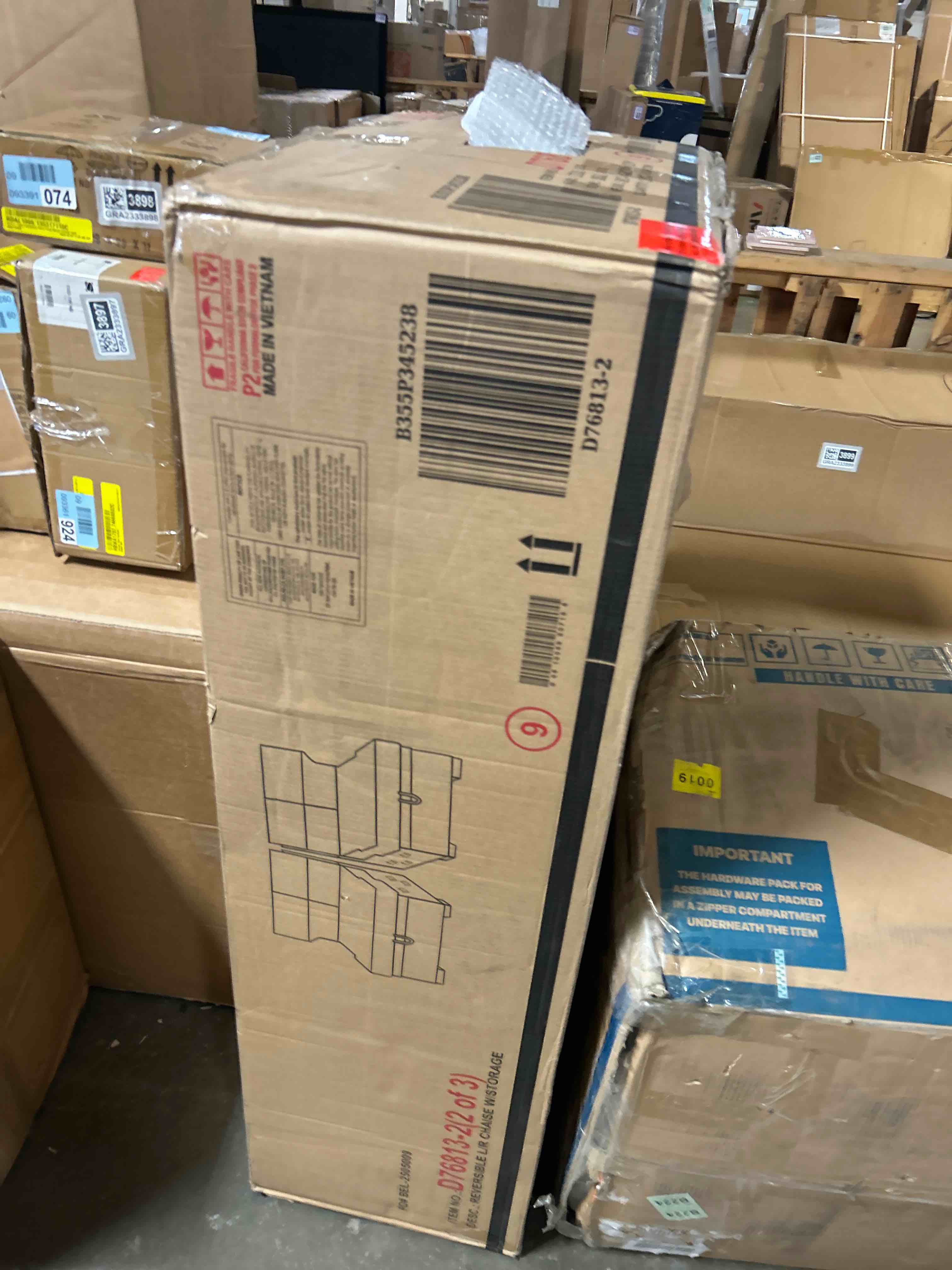 Condition photo showing As Is for Sectional Sofa Sleeper Bed With Storage Chaise(Box 2 of 3 only)