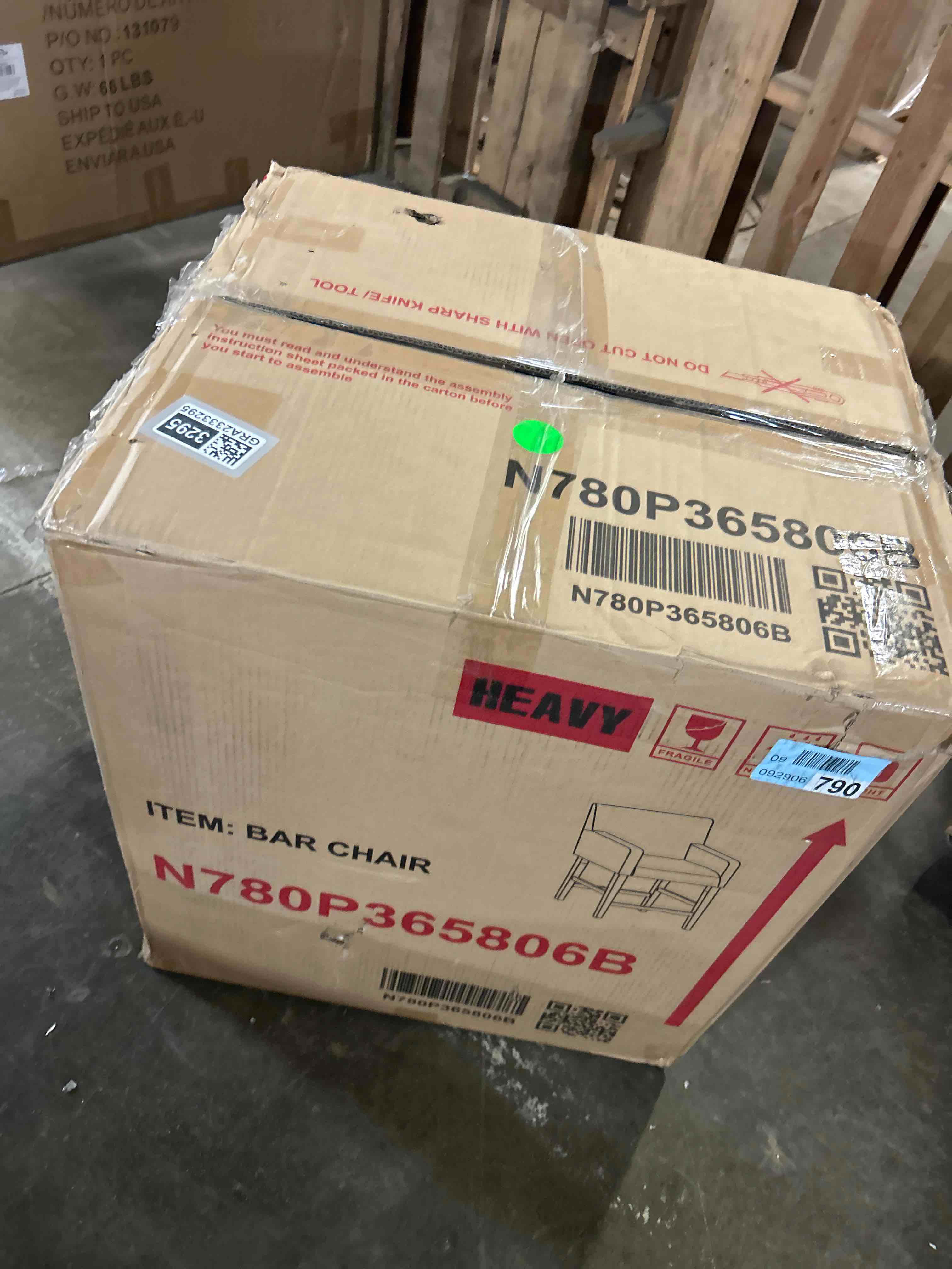 Condition photo showing Good Condition for Merax 26" Fabric Upholstered Wood Counter Stools with Backrest and Armrests,Set of 2,Classic Barstools(1 chair only )