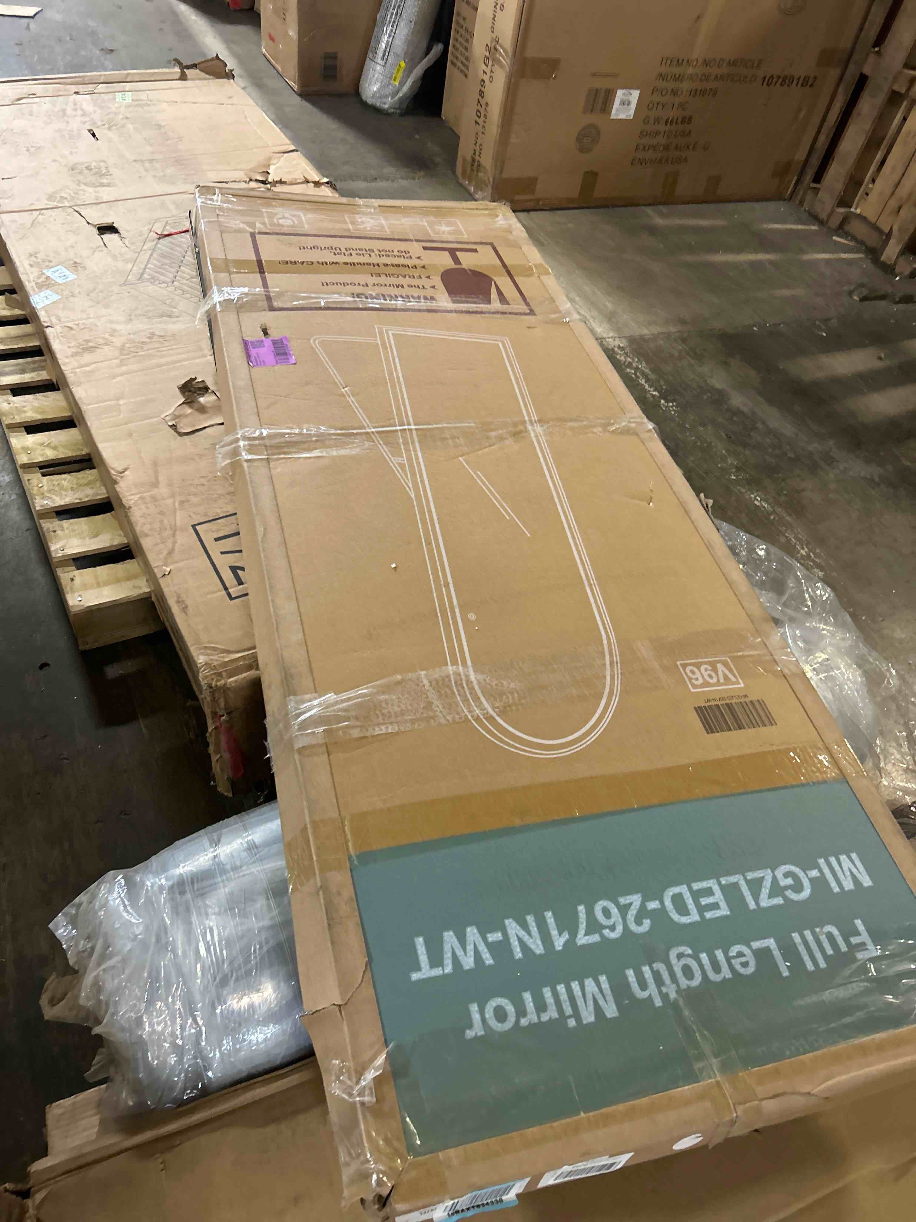 Condition photo showing Good Condition for Sweetcrispy Arched Full Length Mirror with LED Lights, 61"x17" Lighted Floor Mirror with Dimming & 3 Color Lighting, Stand for Bedroom, Dressing Room Arched 61"L x 17"W