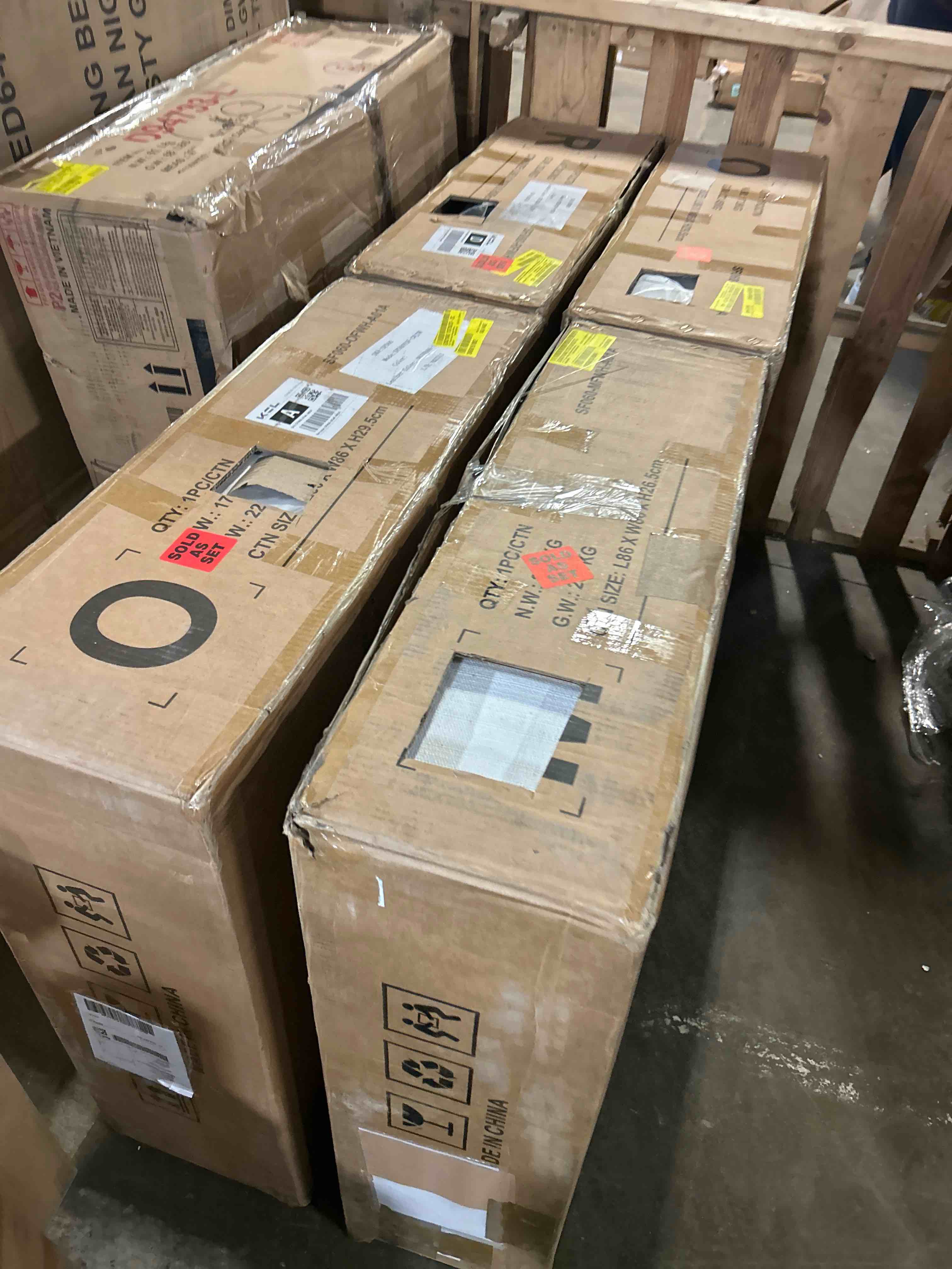 Condition photo showing As Is for 141.7" Oversized Modular Cloud Sectional Sofa, 4-Seat Chenille Deep Seat Sofa Set U-Shaped Upholstery Sleeper Sofa Couches for Living Room, Apartment, Home, Beige(Incomplete 4 boxes only)