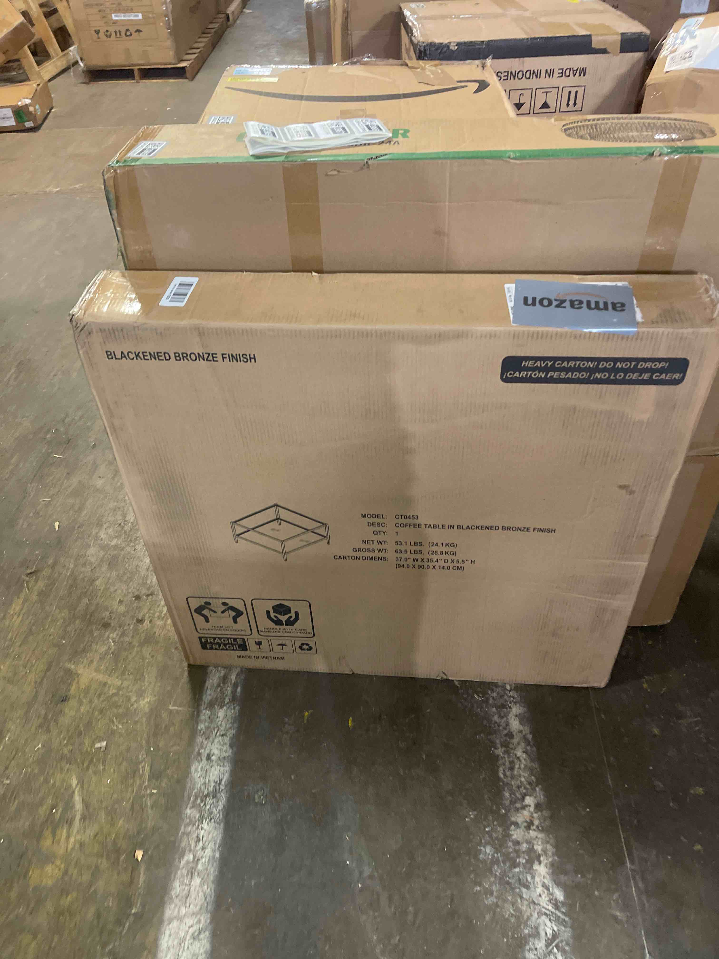 Condition photo showing New/Like New for Henn&Hart 32" Wide Square Coffee Table with Mirror Shelf in Blackened Bronze, Modern coffee tables for living room, studio apartment essentials