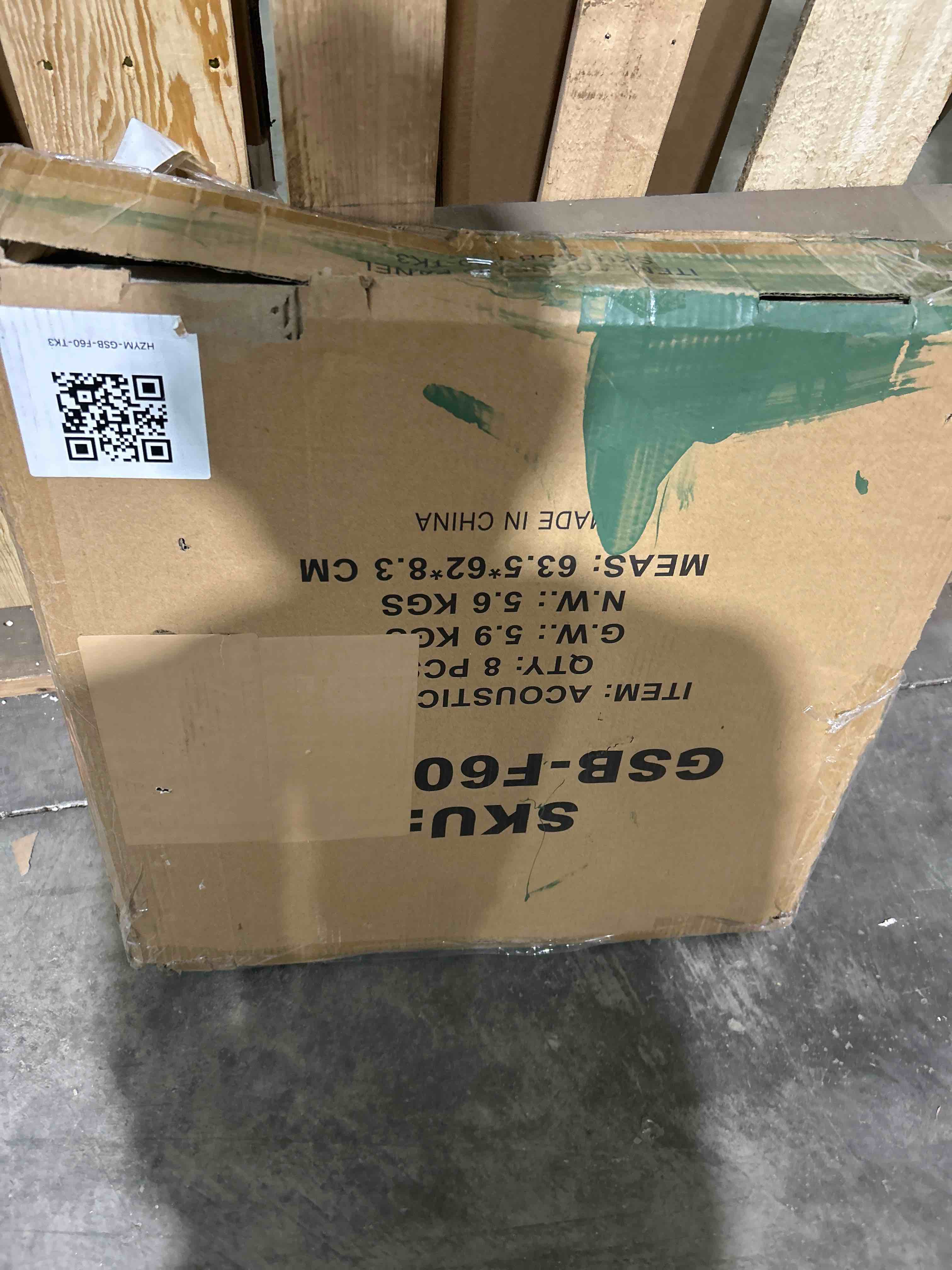 Condition photo showing New/Like New for Upick MDF Acoustic Wall Panels Sound Absorbing, 4 Pack 24 x 24 inch Sound Proof Foam Wall Panels & Wood Slat Wall Panels for Interior Wall Decor (Matte Black)