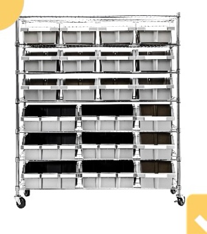 seville classics heavy duty nsf bin rack solid steel wire shelving storage unit, patented organizer for garage, warehouse, office, restaurant, classroom, kitchen, gray, includes 21 bins