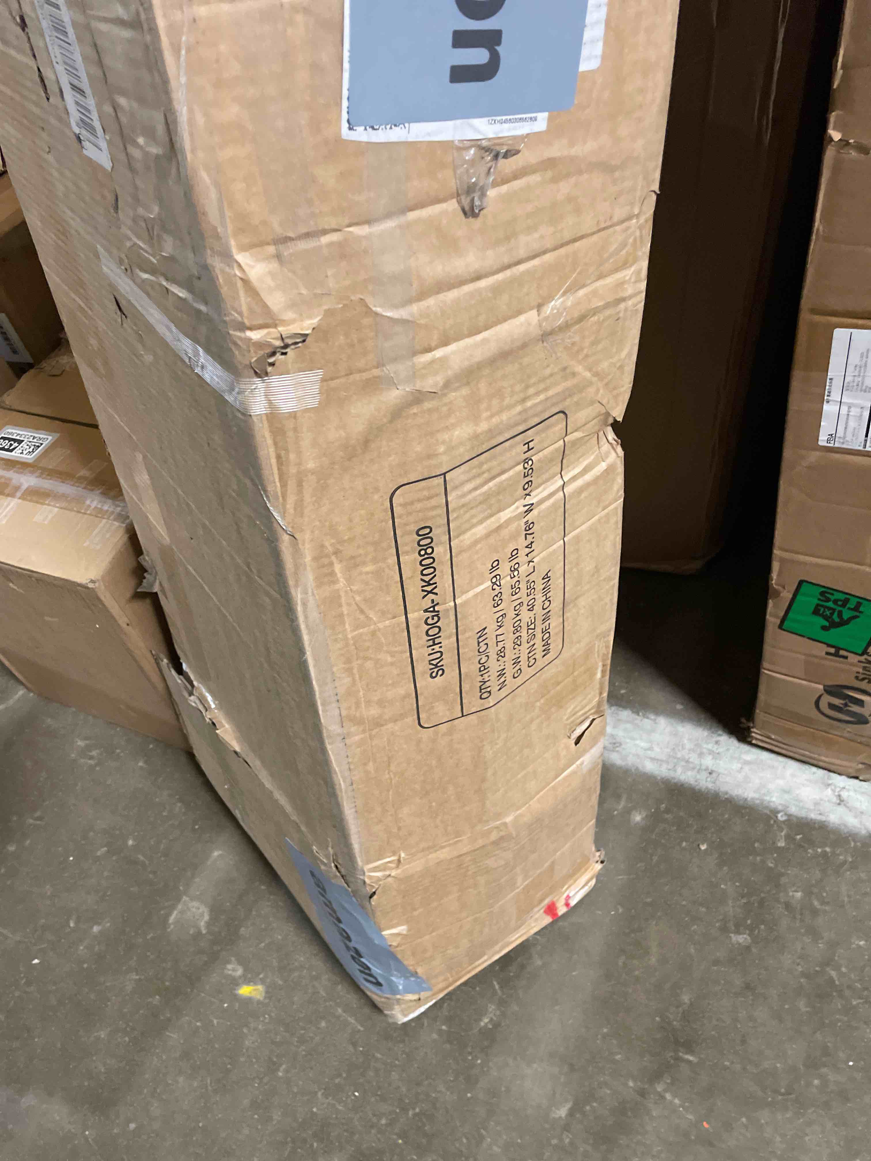 Condition photo showing As Is for Tribesigns 70.8" Executive Desk with 55" File Cabinet, Industrial L Shaped Computer Desk with Storage Shelves and Cabinet, Large L Shaped Executive Desk for Home Office, Retro Gray & Black (incomplete) 