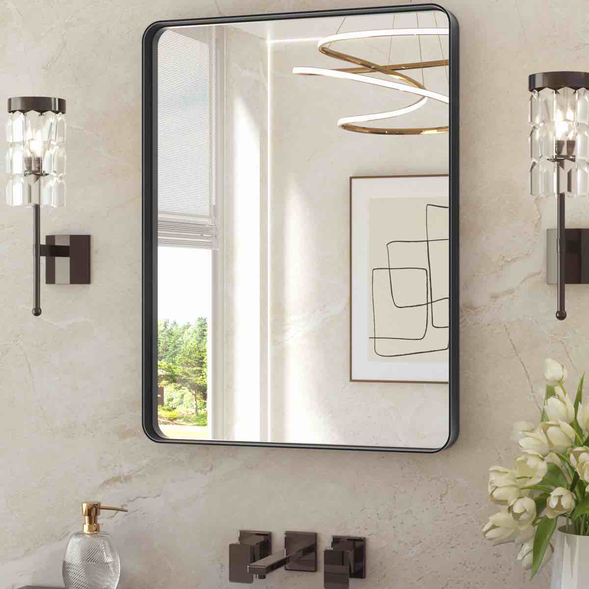 leaderville 1.2" thick aluminum framed bathroom mirror