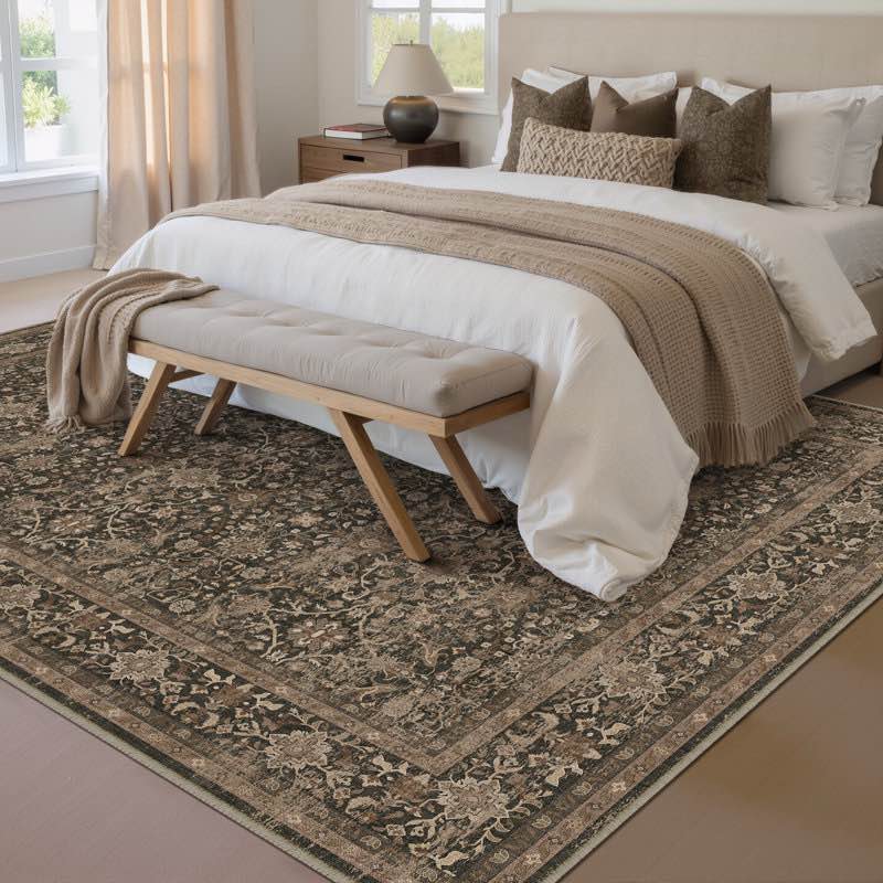 isla vintage oriental machine washable area rugs with non-slip backing