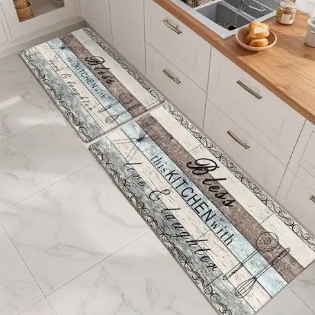 anti-fatigue non-skid waterproof cushioned kitchen mat (set of 2)