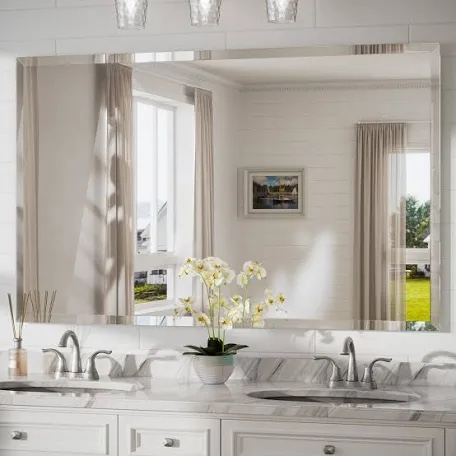 janica rectangle beveled frameless bathroom vanity mirror