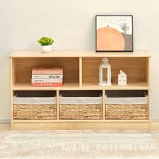 43.3"w x 23.6"h rubber solid wood bookcase, 5 cabinet storage