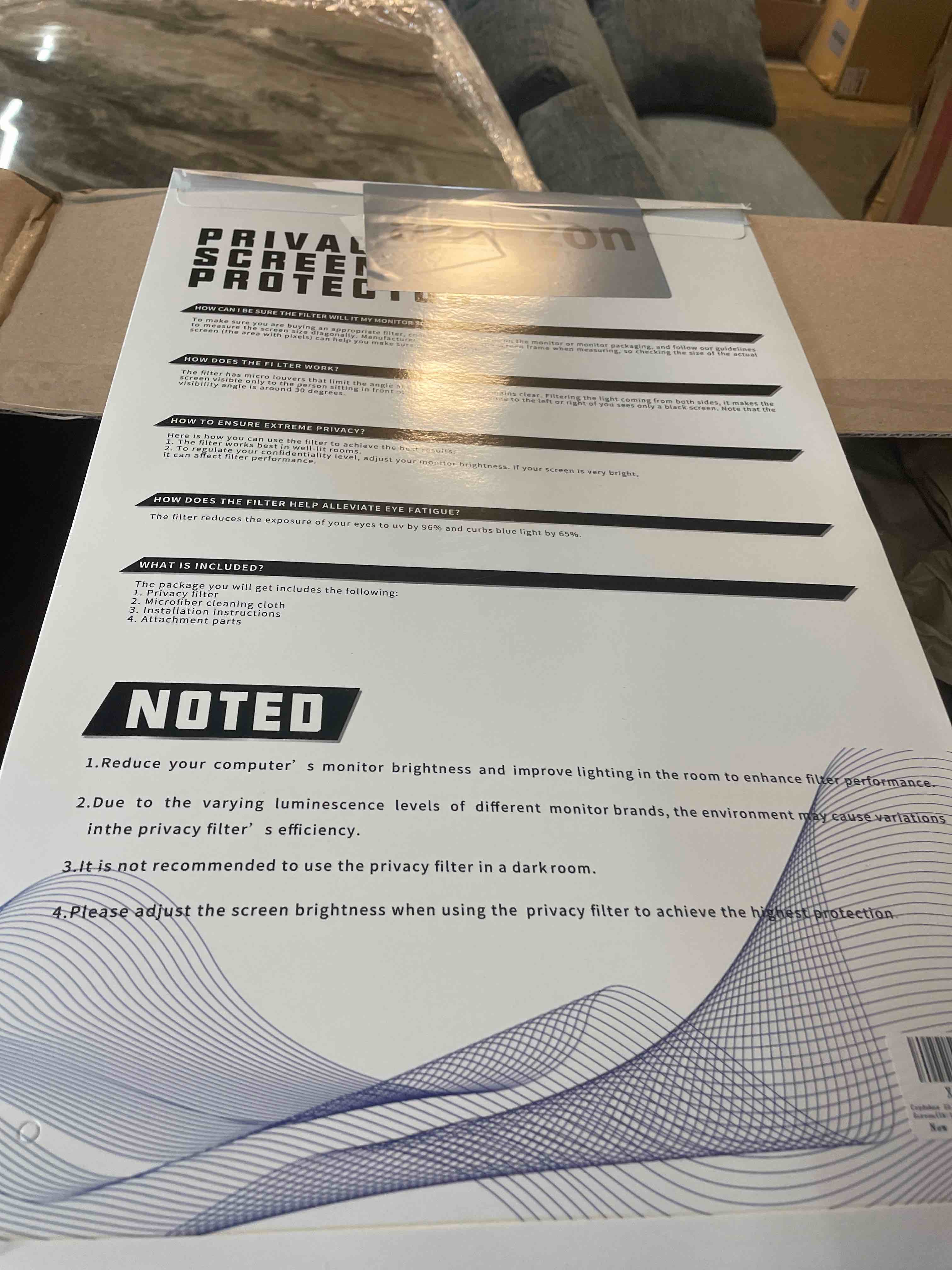 Condition photo showing New/Like New for 22 Inch Privacy Screen for Monitor with 16:10 Widescreen Monitor Blue Light Screen Protector - Anti-Glare - Anti-Scratch Protector Film for Data Confidentiality Privacy Shield [2 Pack] Monitor 22.0'' (16:10)