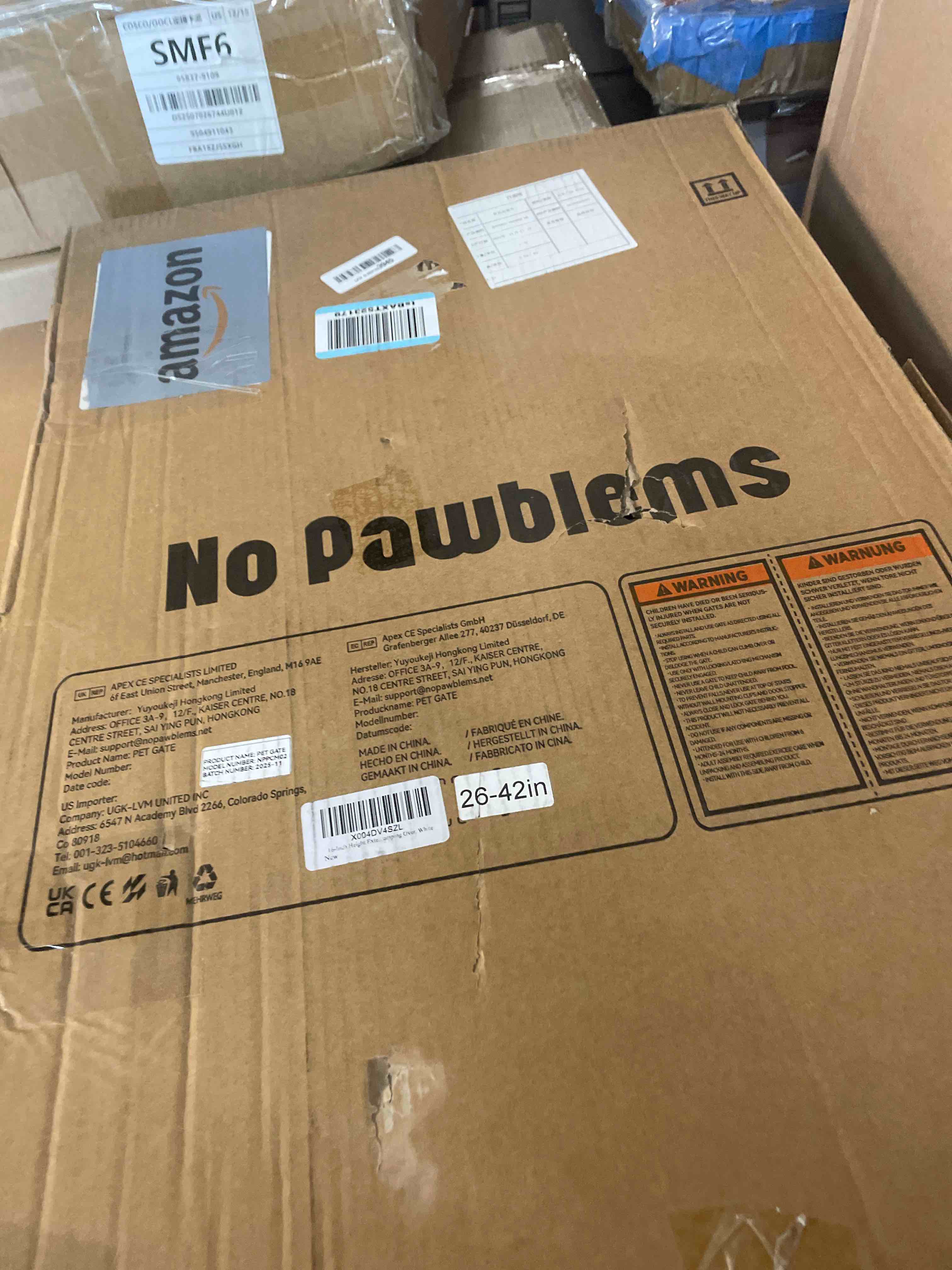 Condition photo showing New/Like New for 16-Inch Height Extension for Pet Gates, Adjustable Top Extension Piece for 26-42 Inch Wide Gates, Prevents Cats from Jumping Over, White White-extension 16" Tall