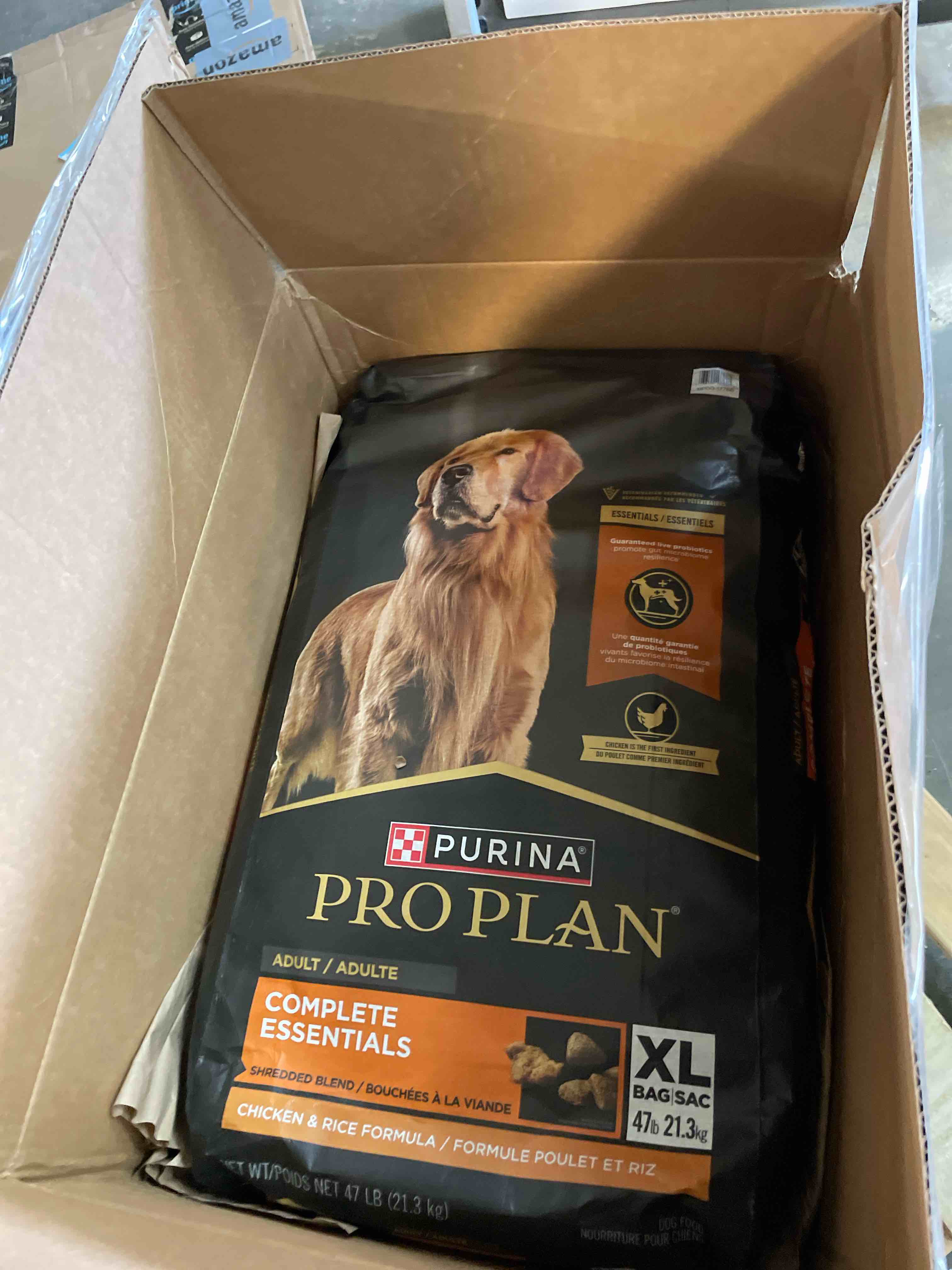 Condition photo showing New/Like New for Purina Pro Plan Complete Essentials Shredded Blend Chicken and Rice Dog Food Dry Formula with Probiotics for Dogs - 47 lb. Bag Chicken & Rice 47 Pound (Pack of 1)