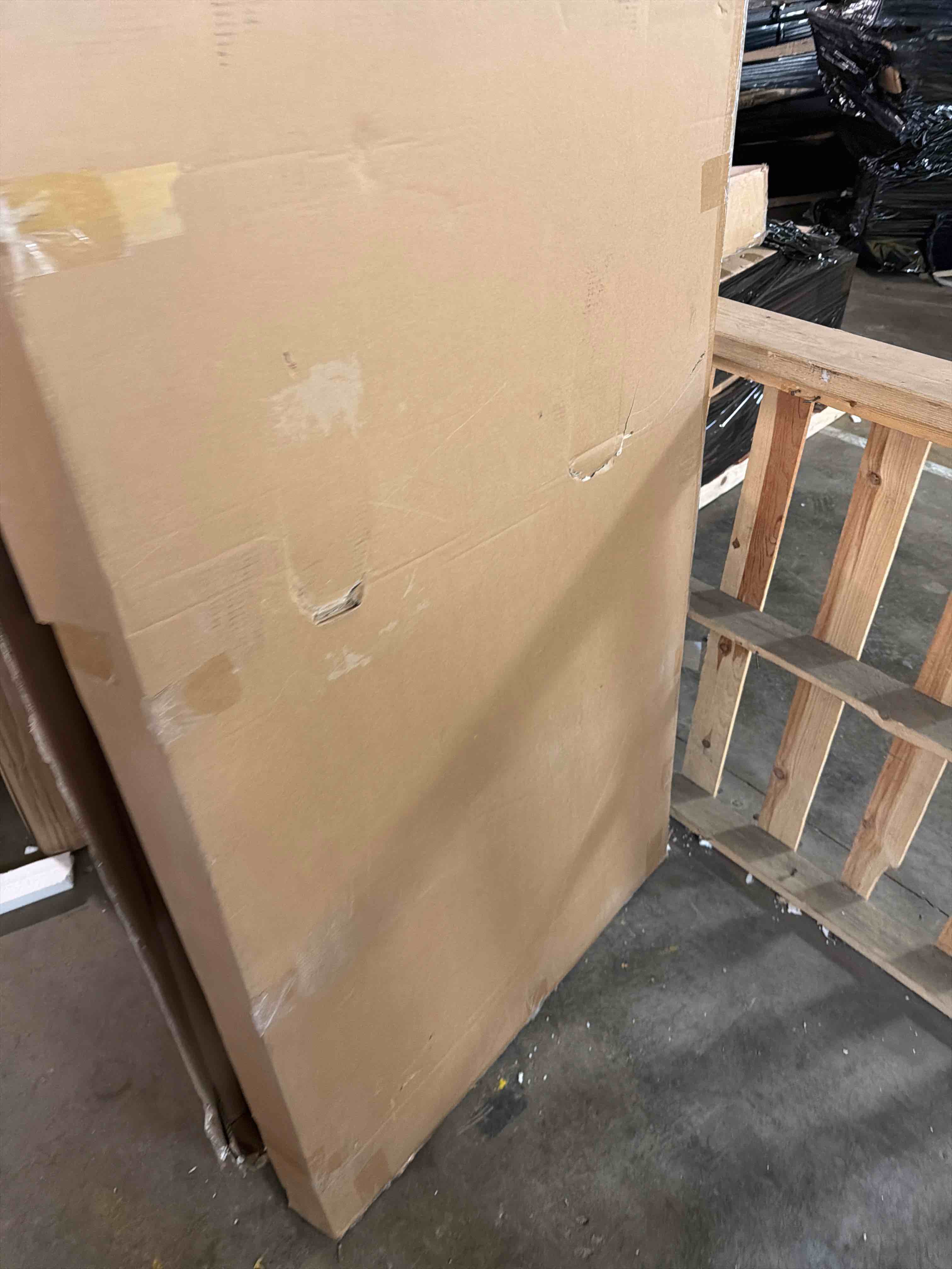 Condition photo showing As Is for JUBEST Mirror Closet Doors, 60''x80'' One Side Sliding Closet Door with Hardware Kit, Interior Steel Frame Bypass Sliding Door for Closet, Easy to Install