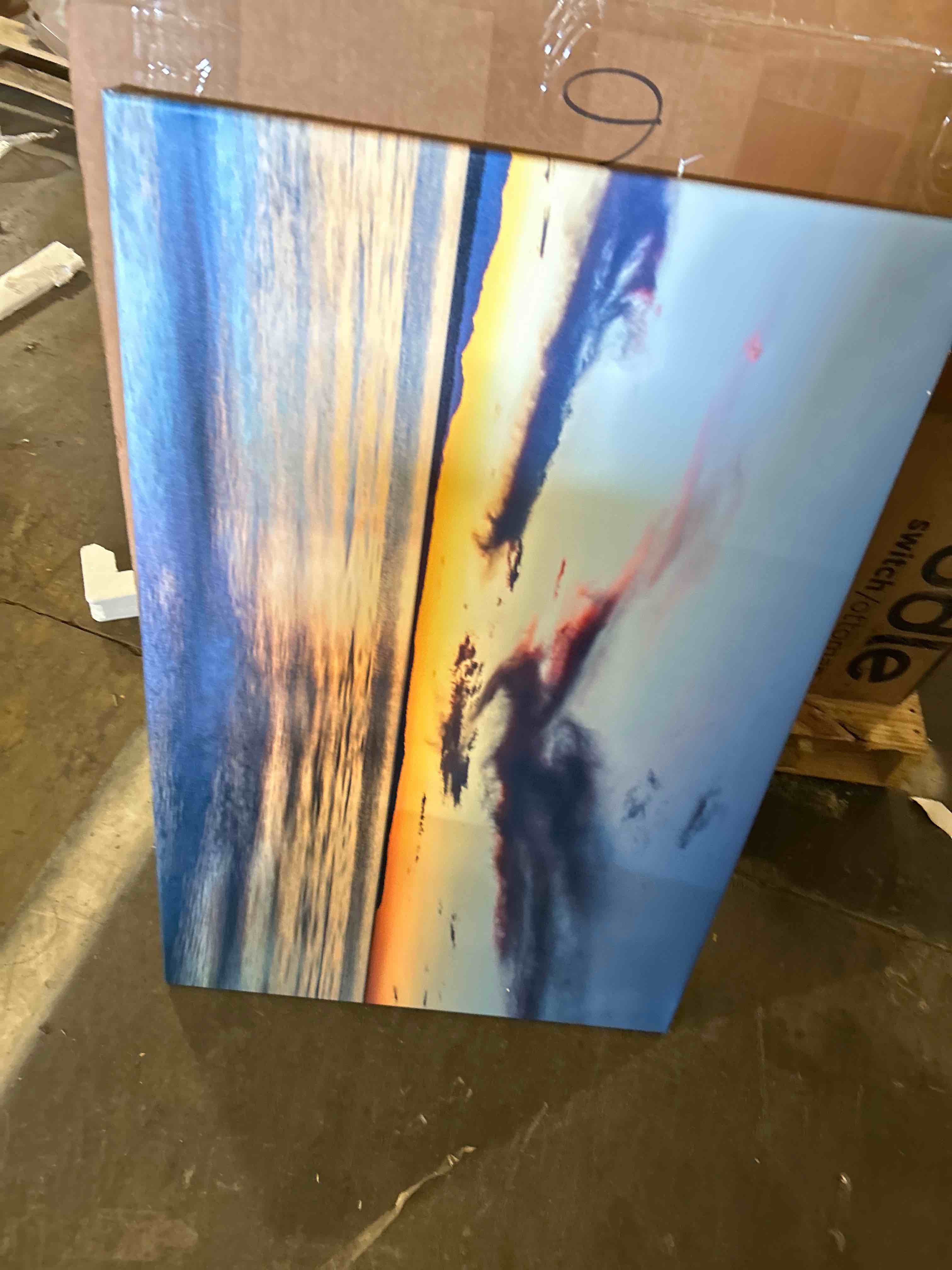 Condition photo showing New/Like New for Muolunna BK1850 Wall Art Decor Large Canvas Print Picture Sunrise Ocean Beach Waves Scenery Modern Painting Artwork for Office Wall Decor Home Decoration Stretched and Framed Ready to Hang, 20x40inch 40"L x 20"W Gold
