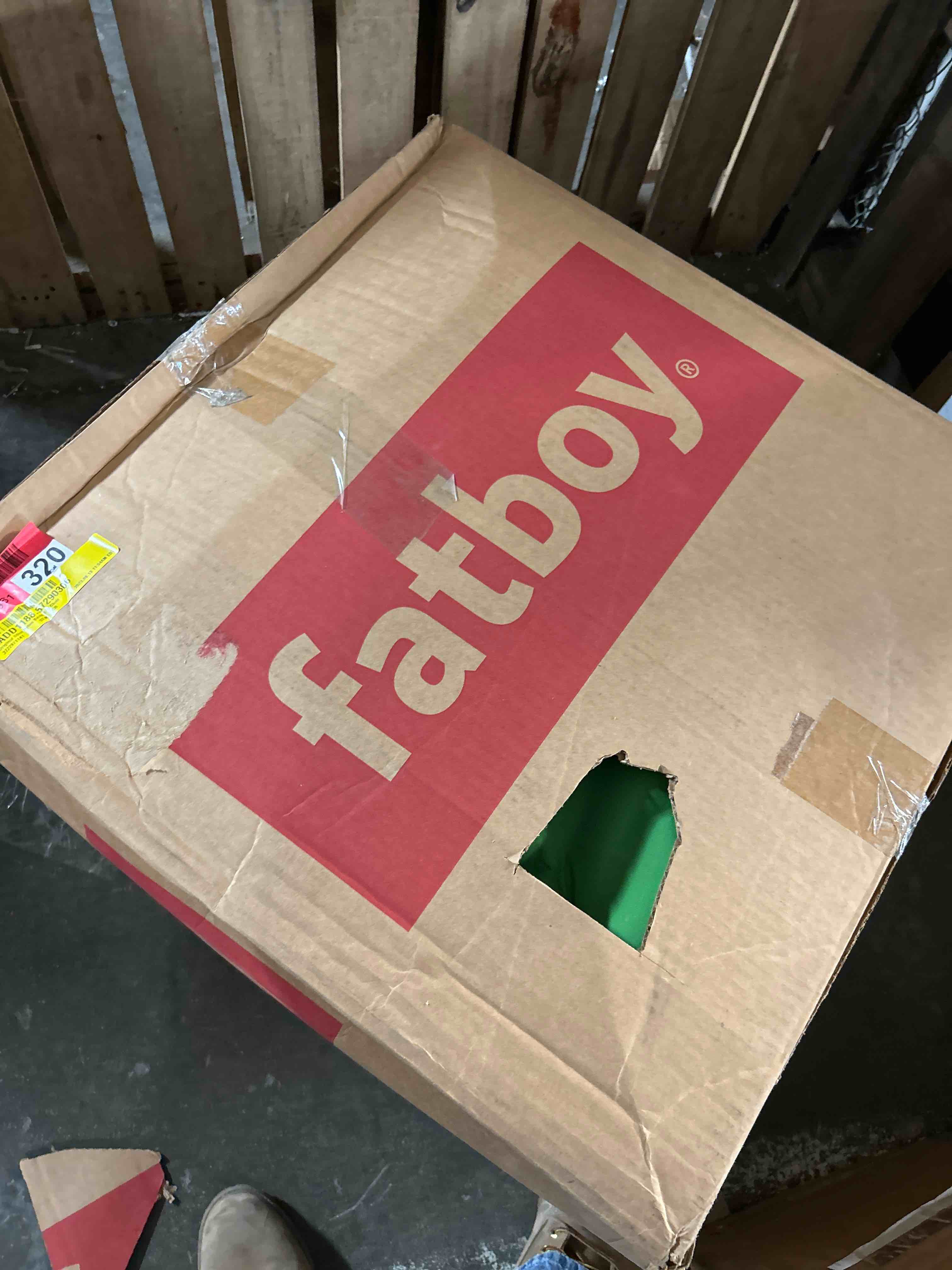 Condition photo showing Good Condition for Fatboy USA Original Slim Bean Bag Chair Black(Green )