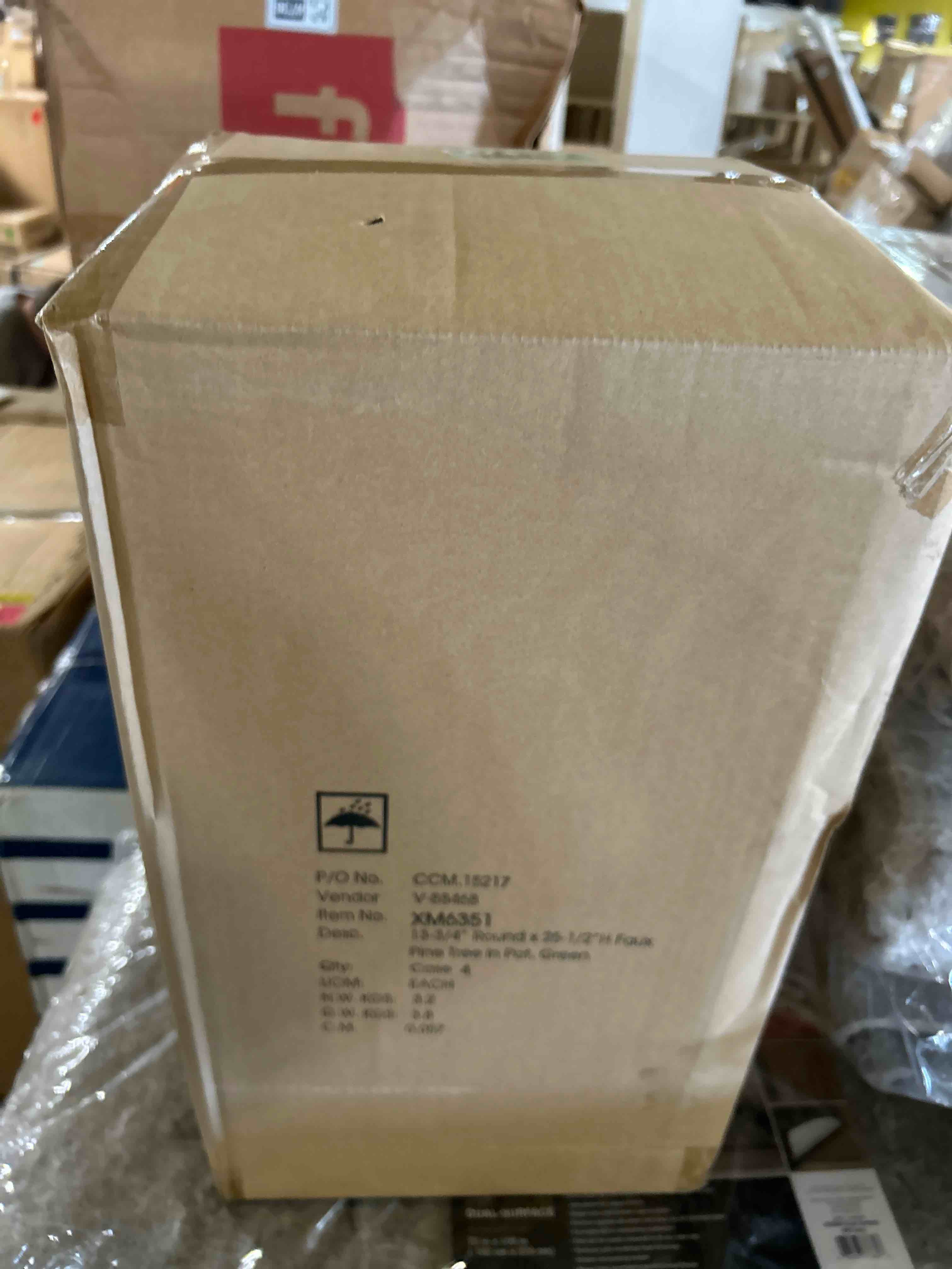 Condition photo showing New/Like New for 13-3/4" Round x 25-1/2?H Faux  Pine Tree in Pot, Green