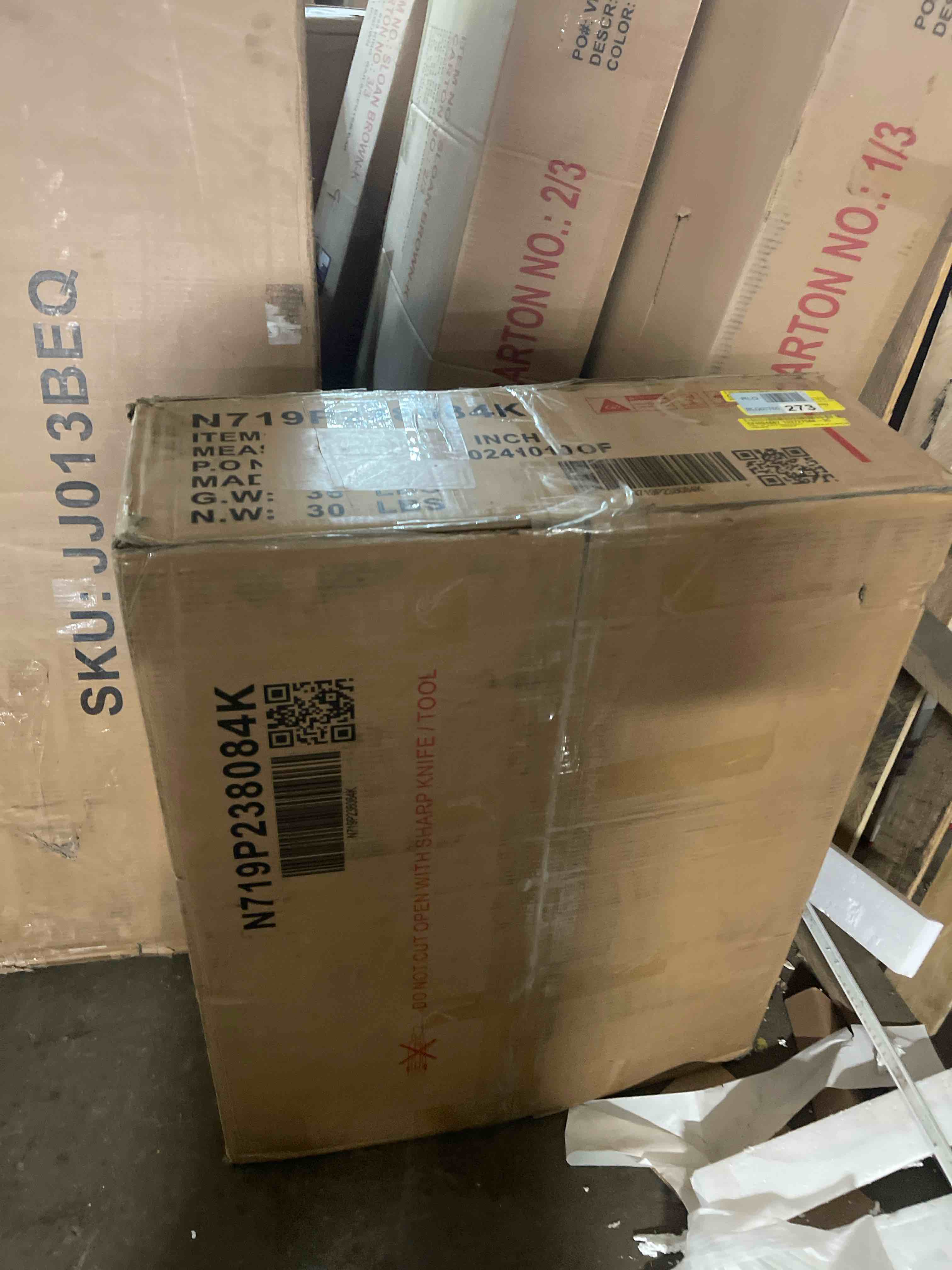 Condition photo showing As Is for Fabian 90" Modular Sectional Sofa with Hidden Charging Ports & Ottoman