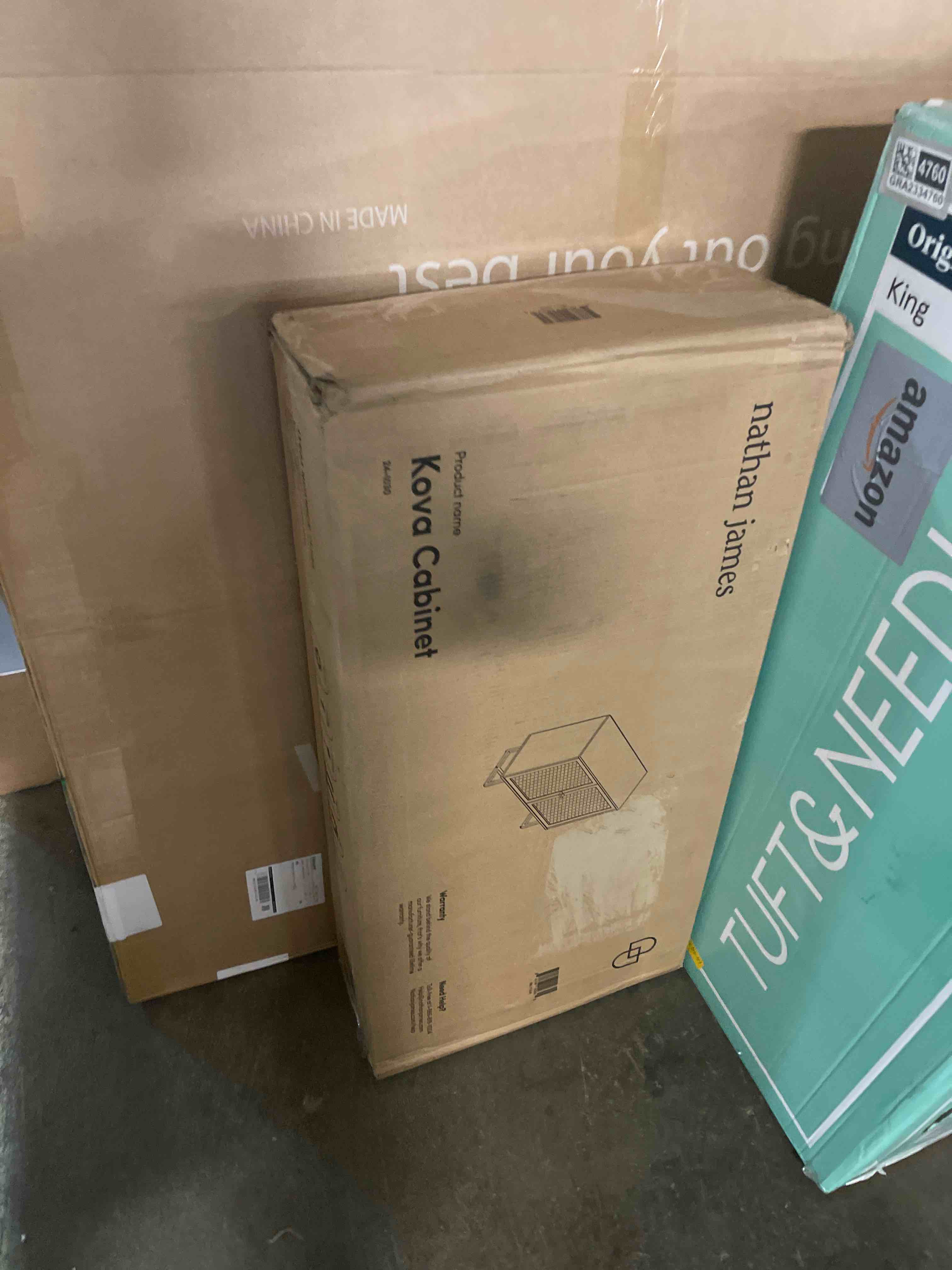 Condition photo showing New/Like New for Nathan James Kova Accent Sideboard Storage Cabinet in Light Wood and Rattan with Metal Frame, Adjustable Shelves and Cane Doors, for Hallway, or Living Room, Light Oak/Cane/Black Light Oak 1 Storage Cabinet