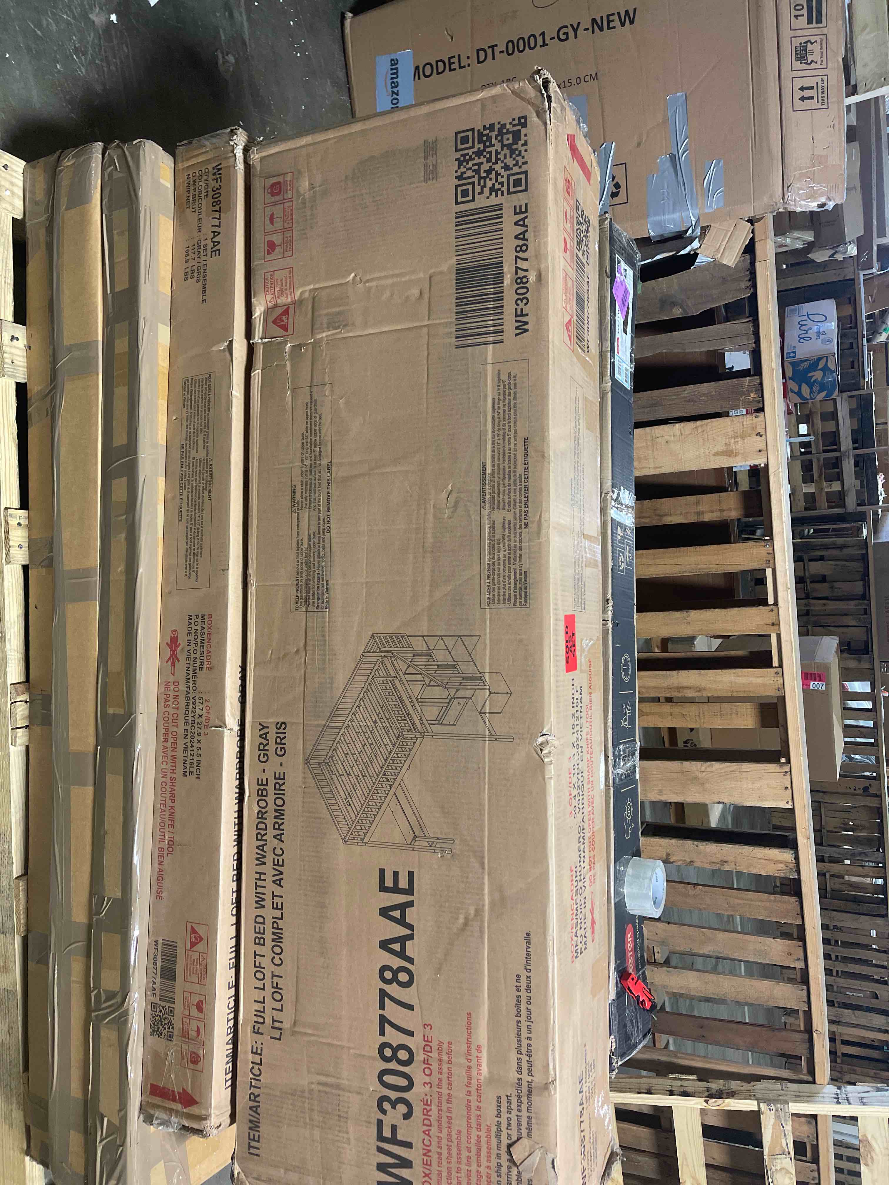 Condition photo showing As Is for Full Size Loft Bed with Stairs and Storage, Metal Loft Bed Frame with Bedside Shelf and Large Under-Bed Space, Heavy-Duty Loft Beds for Adults Teens and Kids, Convertible Staircase, Black Full Black With Steps