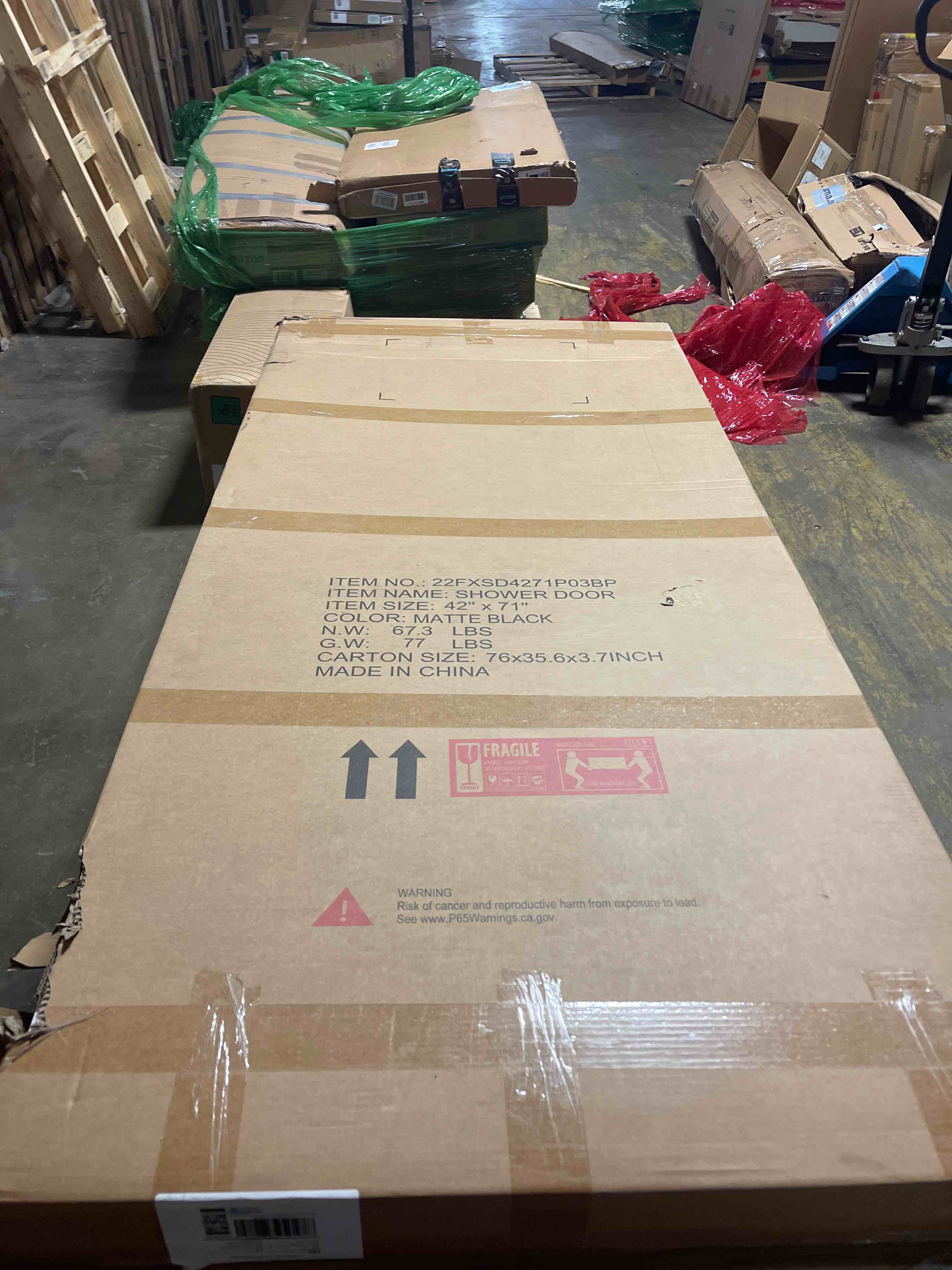 Condition photo showing New/Like New for 38-42" W x 71" H Pivot Glass Shower Door, Pivot Shower Door with 1/4"(6mm) Clear Glass,Matte Black