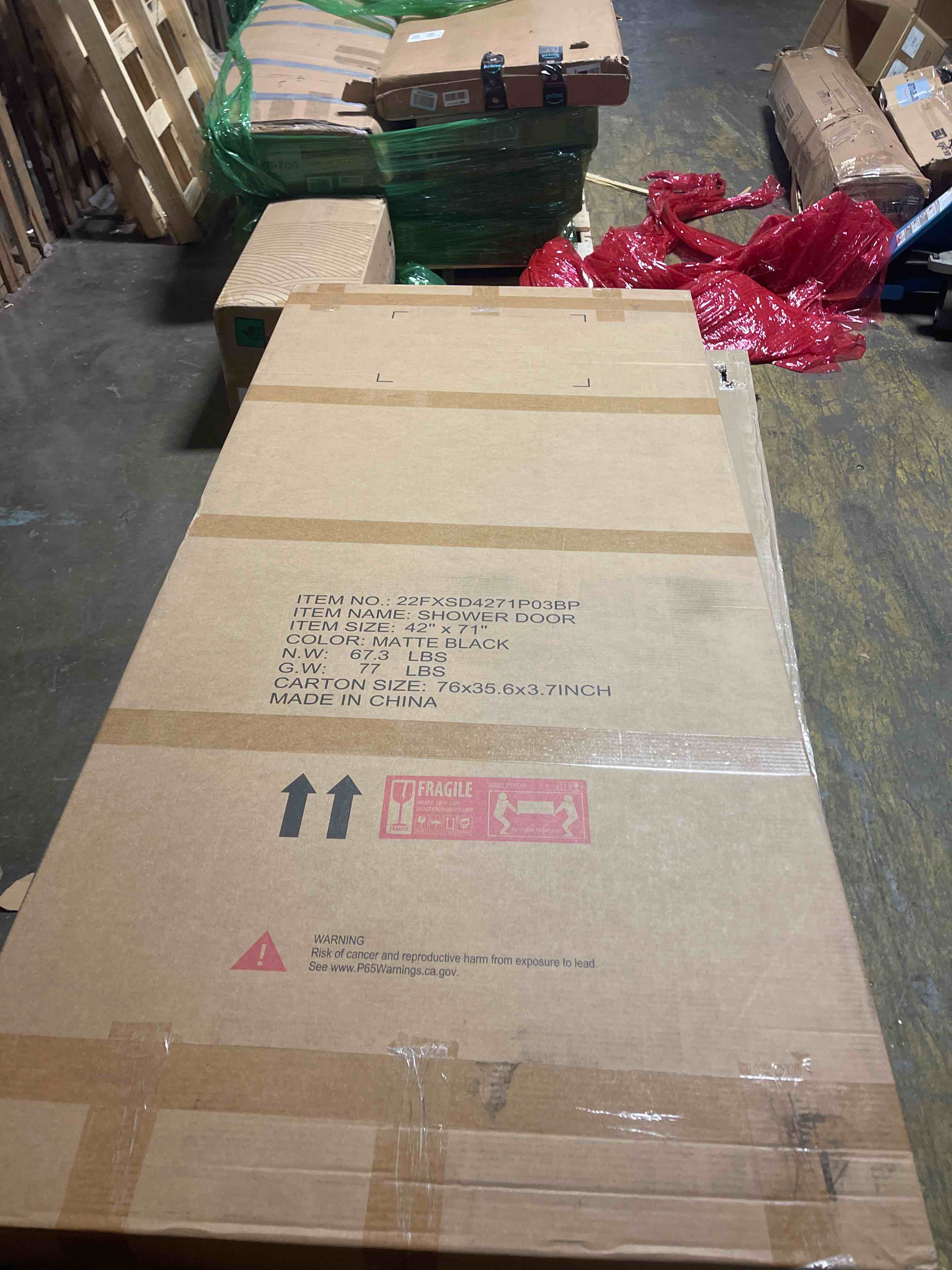 Condition photo showing New/Like New for Pivot Glass Shower Door, 38-42" W x 71" H, 1/4"(6mm) Clear SGCC Tempered Glass, Matte Black Finish, Magnetic Closure, Reversible Installation Matte Black 38"-42"W x 71"H