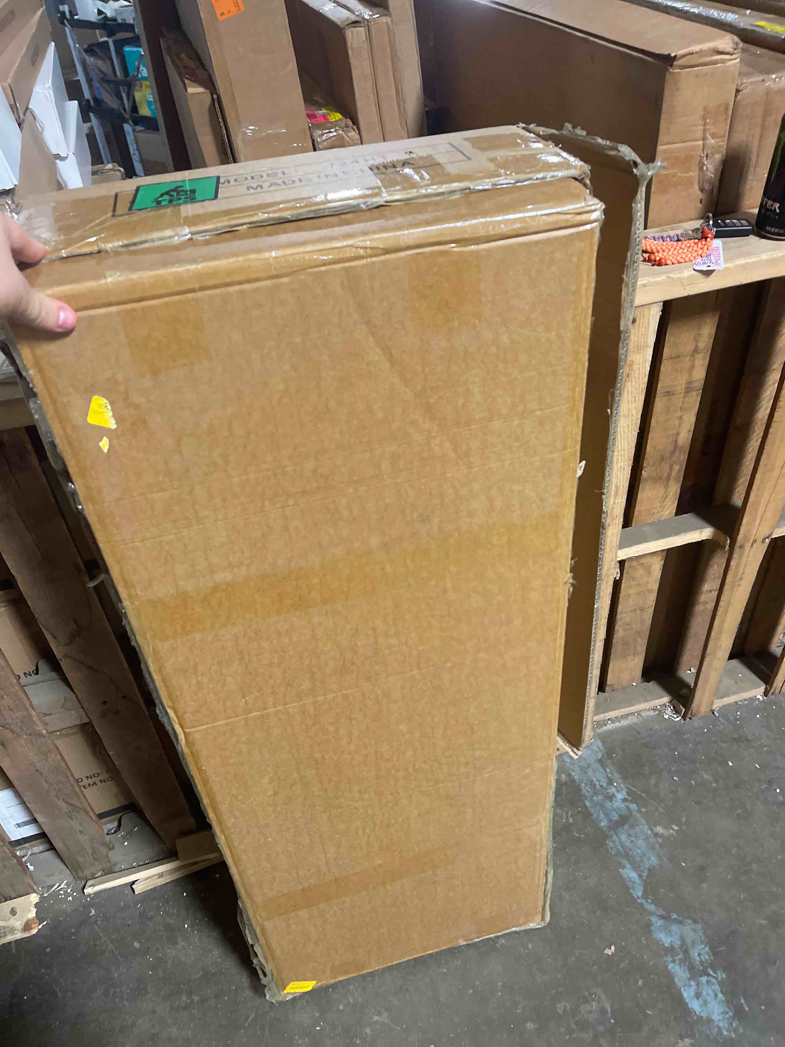 Condition photo showing New/Like New for 55" Mid-Century Modern Dresser for Bedroom, 6 Drawer Wide Chest of Drawers with Solid Wood Legs, Large Storage Bedroom Dresser, Walnut