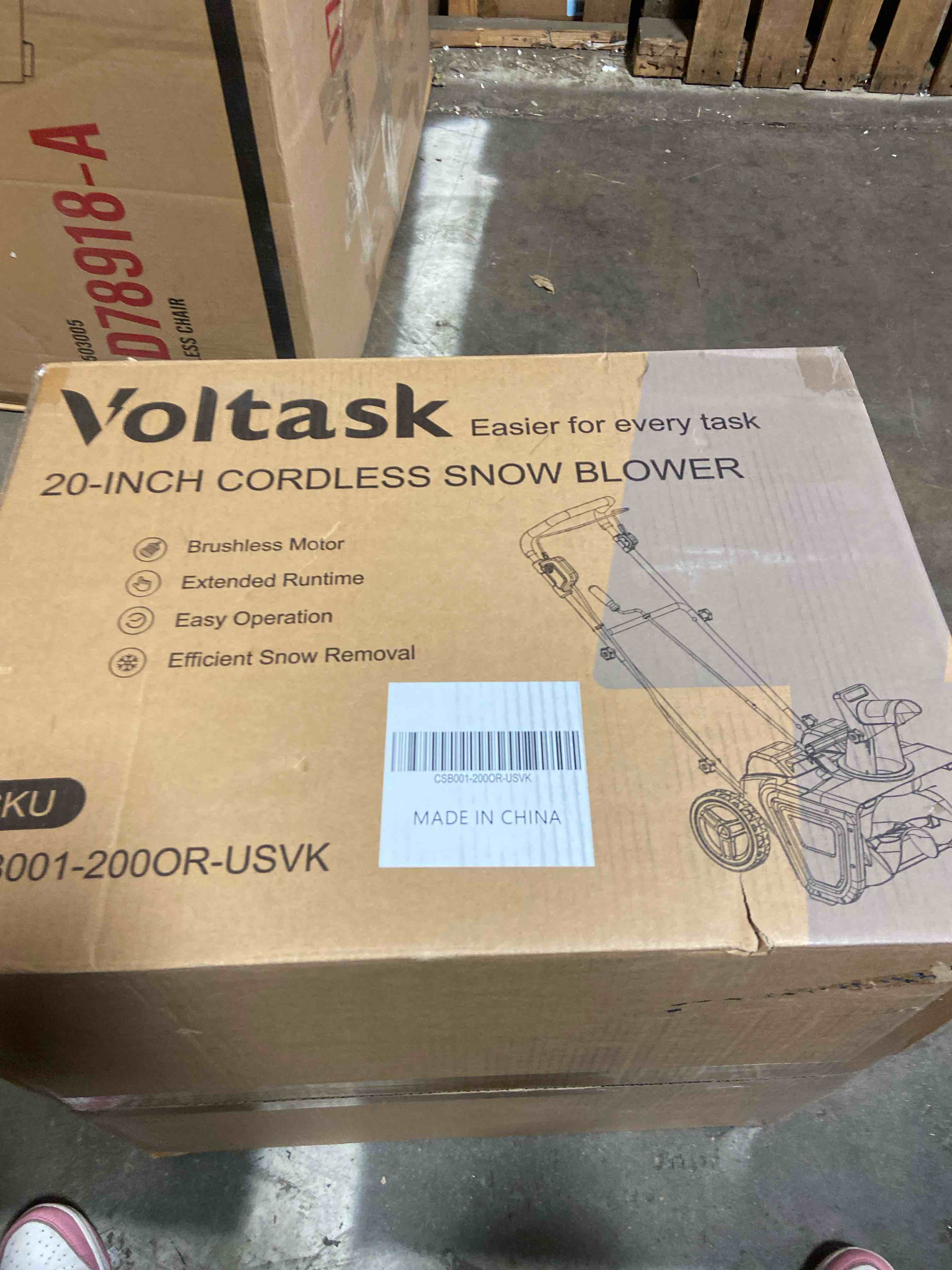 Condition photo showing Good Condition for VOLTASK Cordless Snow Shovel with Wheels, 48V | 16-Inch | 4-Ah Brushless Cordless Snow Blower, Battery Snow Blower with Directional Plate & LED Lights (2 * 24V Battery & Dual Quick Charger Included)