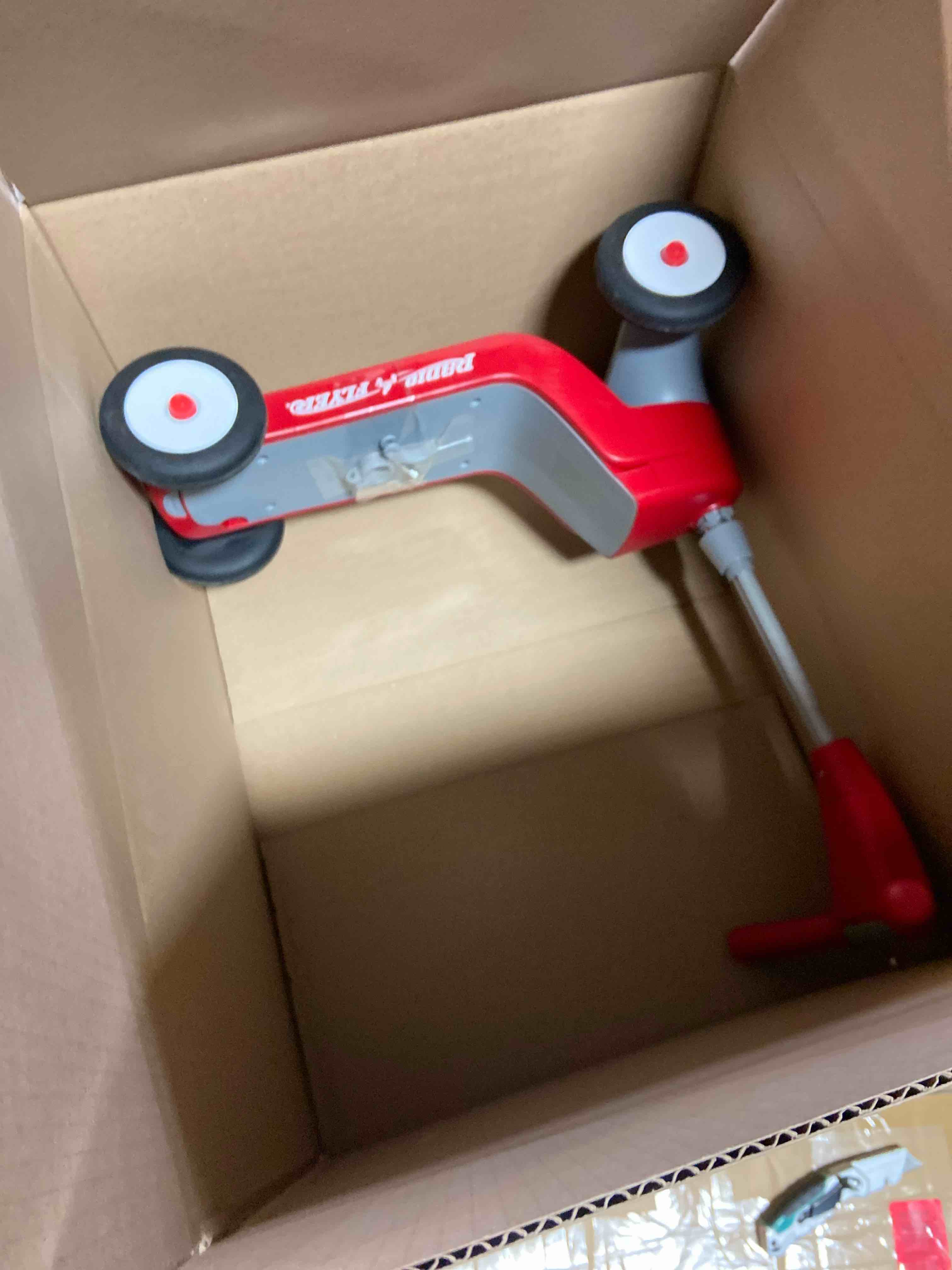 Condition photo showing As Is for Radio Flyer Scoot 2 Scooter, Red, for Kids Ages 1-4, Ride On Toy or 4-Wheel Kids Scooter, Durable Wheels and Frame, Converts Easily with Flip Deck, Toddler Ride On Toys